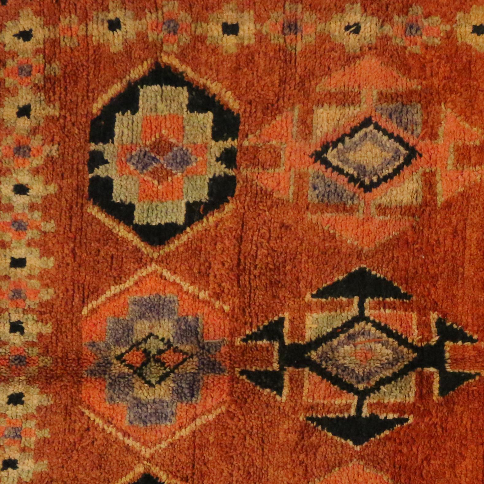 Wool Vintage Berber Moroccan Rug with Tribal Style
