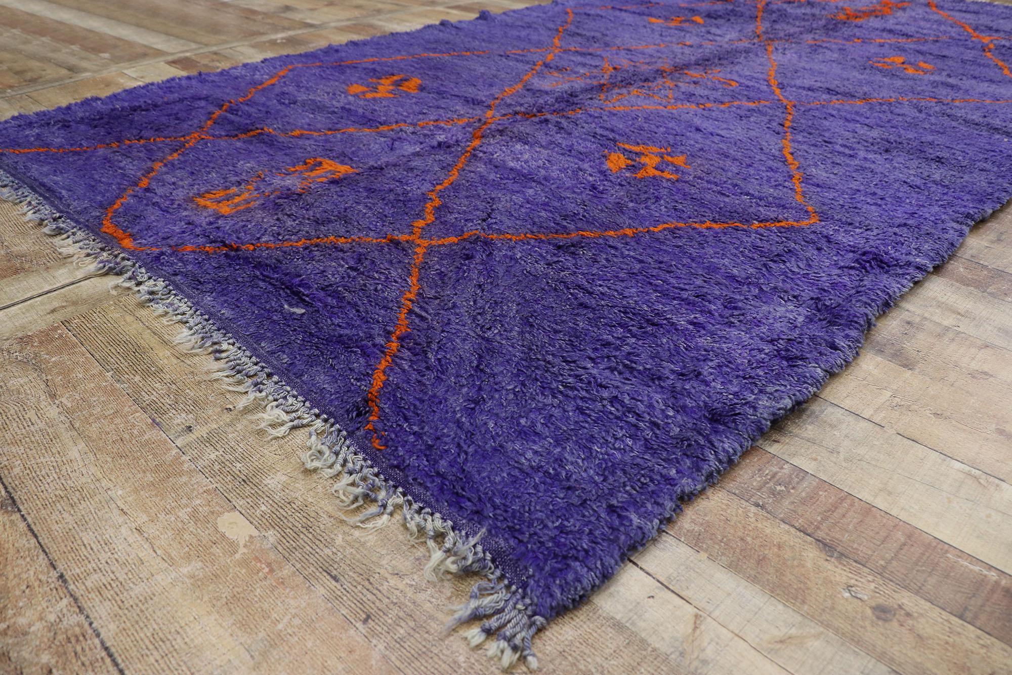 Alfombra marroquí bereber Beni Mrirt de 1970 con estilo moderno en Bueno estado para la venta en Dallas, TX