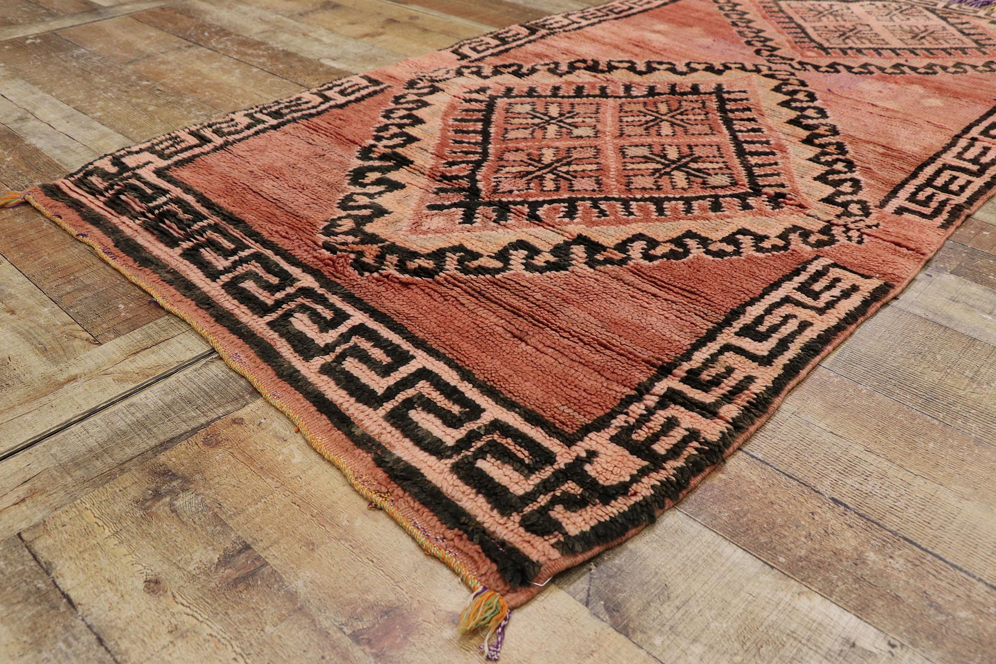 Wool Vintage Berber Moroccan Rug with Tribal Style For Sale