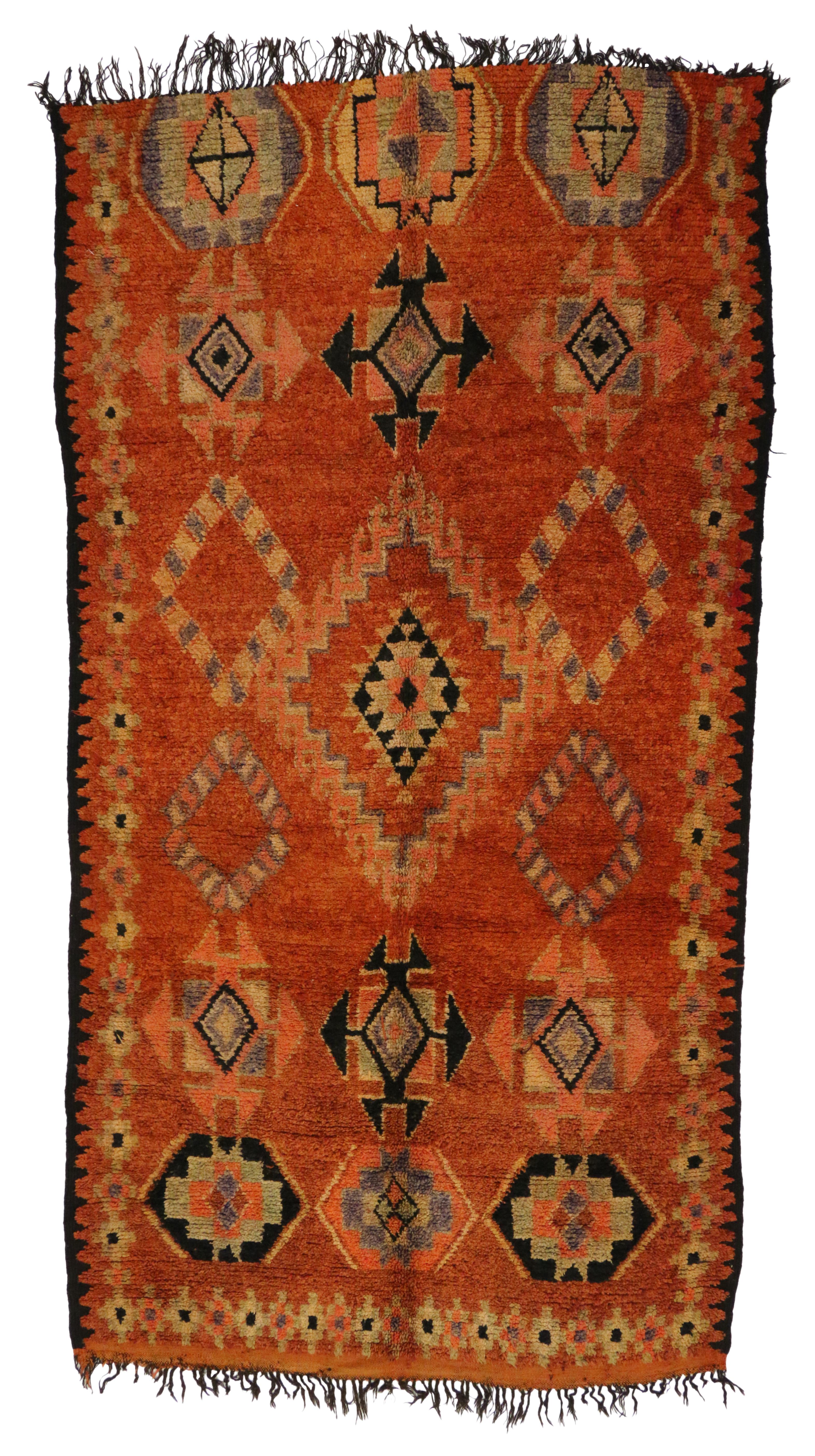 Vintage Berber Moroccan Rug with Tribal Style 1