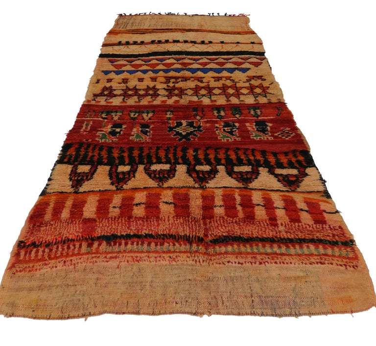 Image showcasing Vintage Berber Moroccan Rug with Tribal Style For Sale at 1stDibs