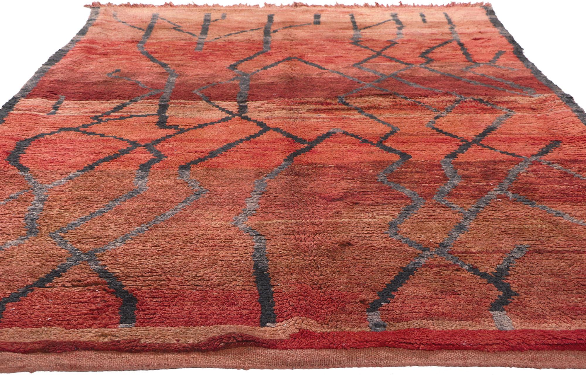 Mid-Century Modern Vintage Talstint Moroccan Rug, Abstract Maximalism Meets Biophilic Design For Sale