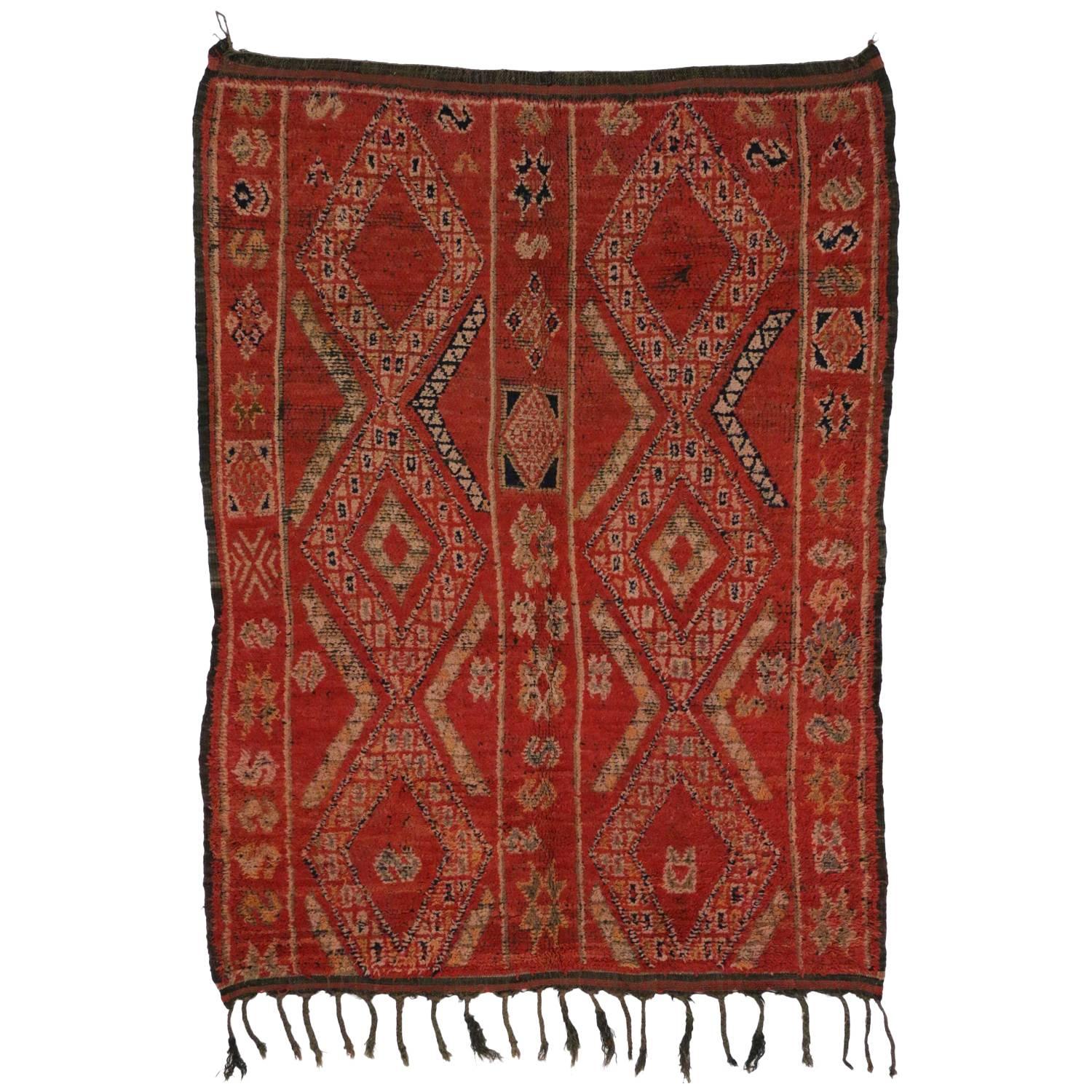 Vintage Berber Moroccan Rug with Tribal Style