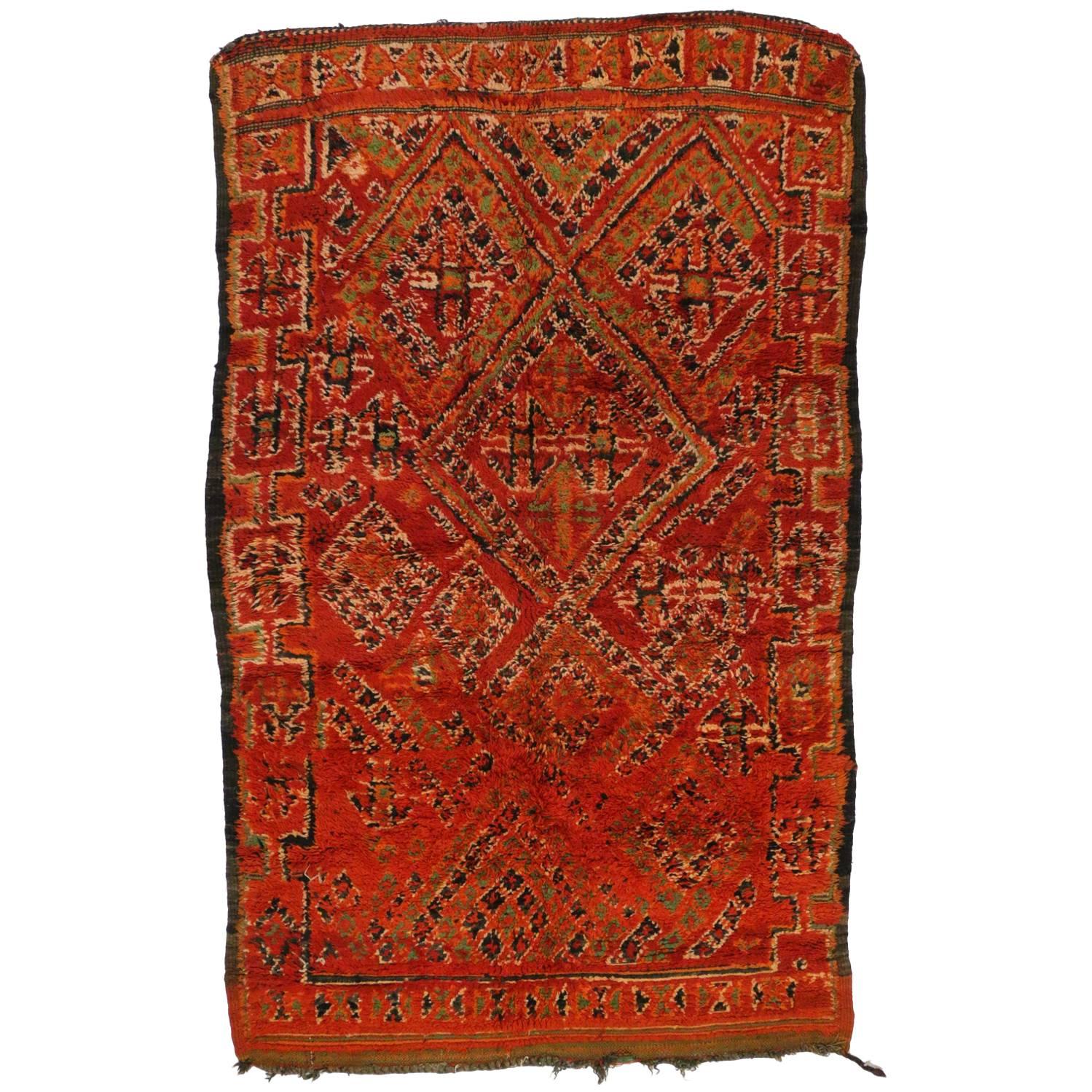 Vintage Berber Moroccan Rug with Mid-Century Modern Tribal Style