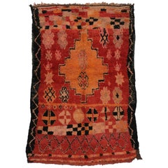 Vintage Berber Moroccan Boujad Rug with Tribal Style