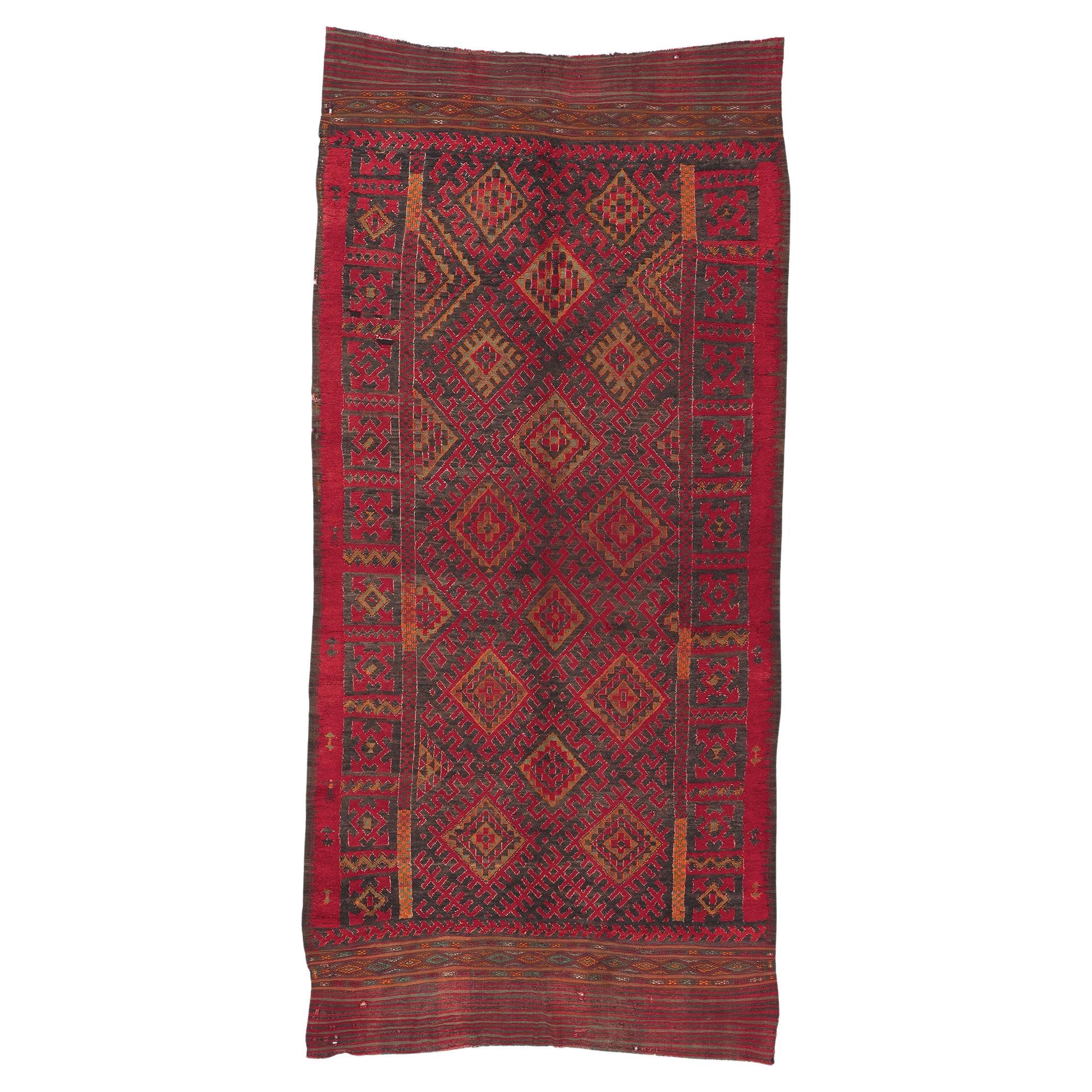 Vintage Taznakht Moroccan Rug, Midcentury Modern Meets Tribal Enchantment For Sale