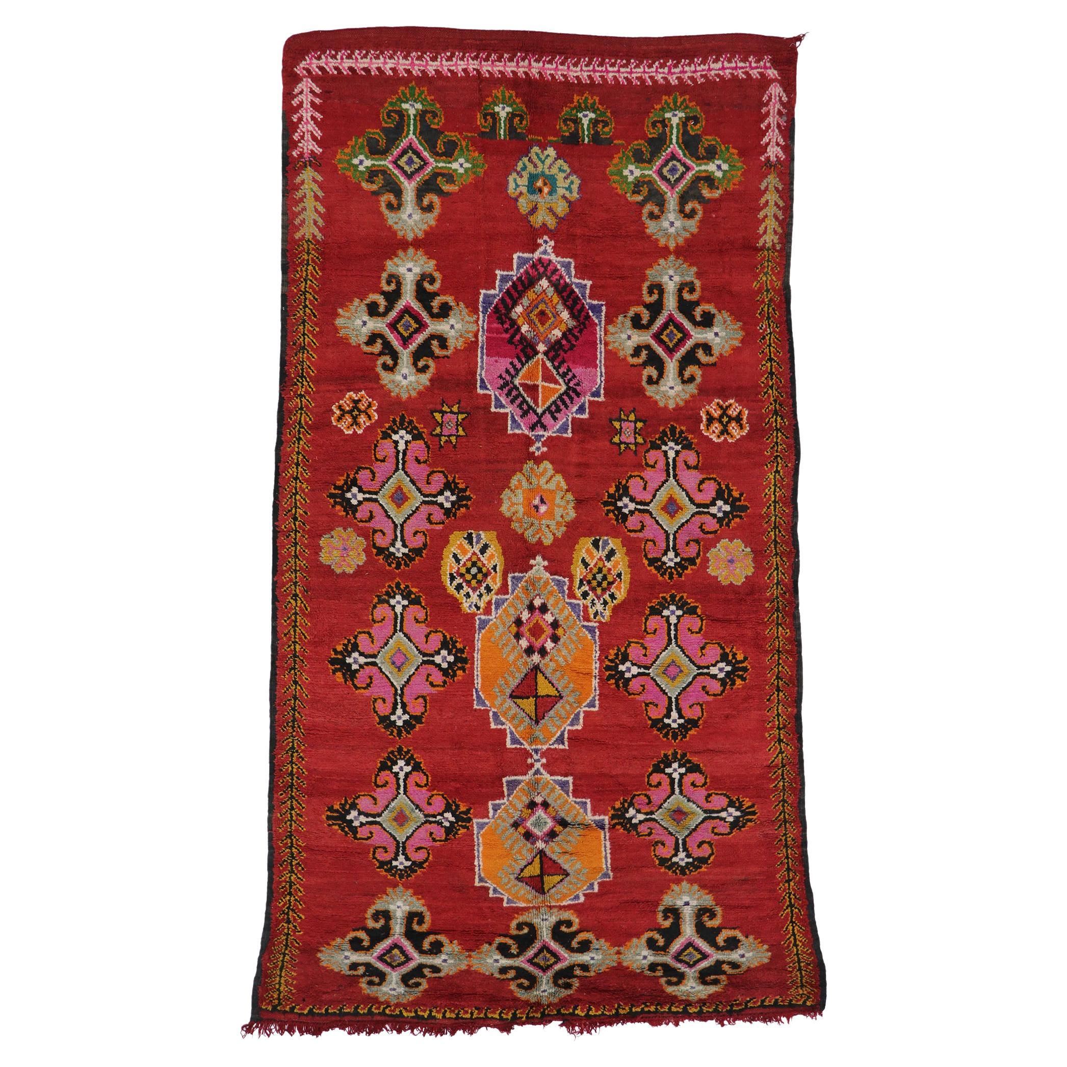 Vintage Berber Moroccan Rug with Tribal Style For Sale