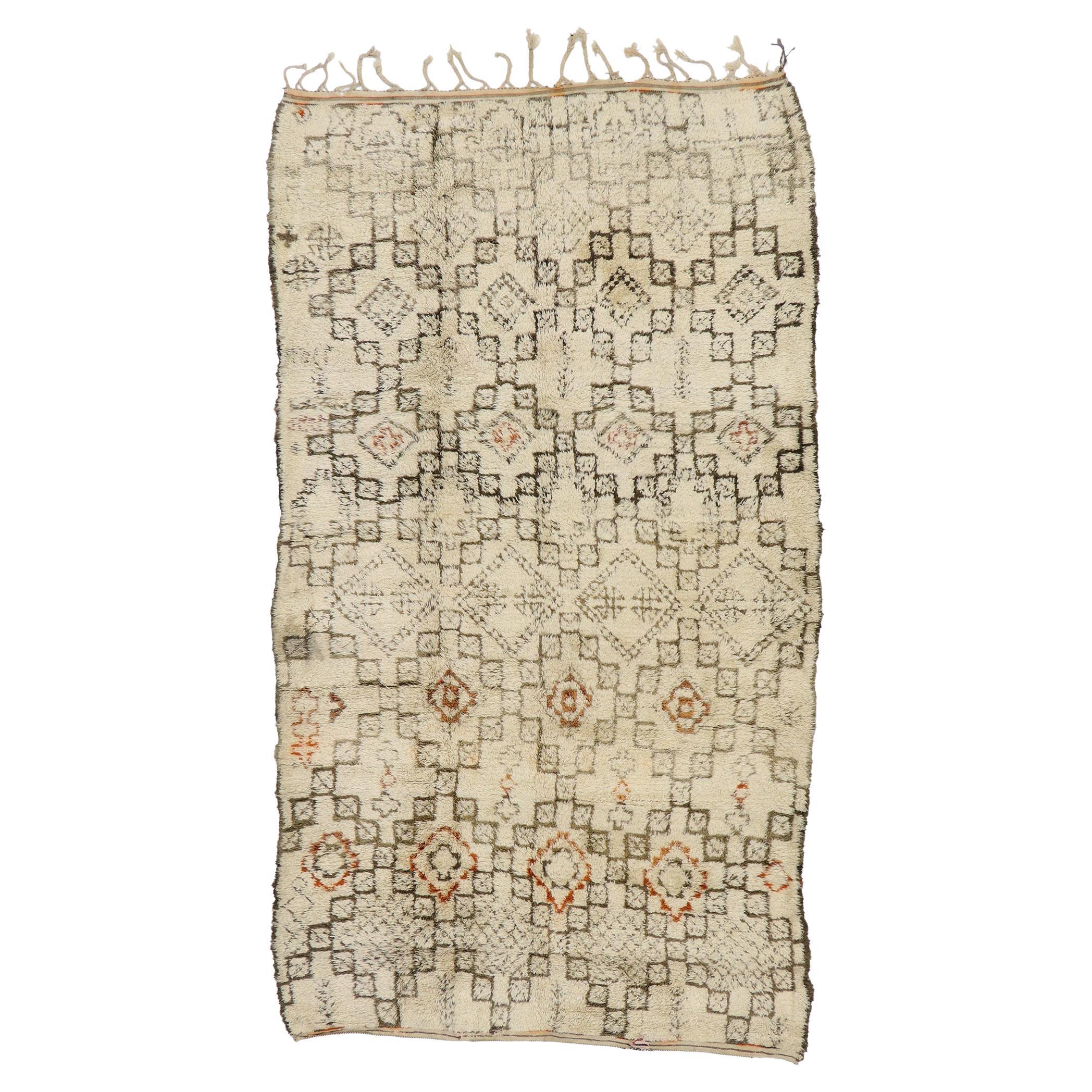 Vintage Beni Ourain Moroccan Rug, Nomadic Charm Meets Global Chic