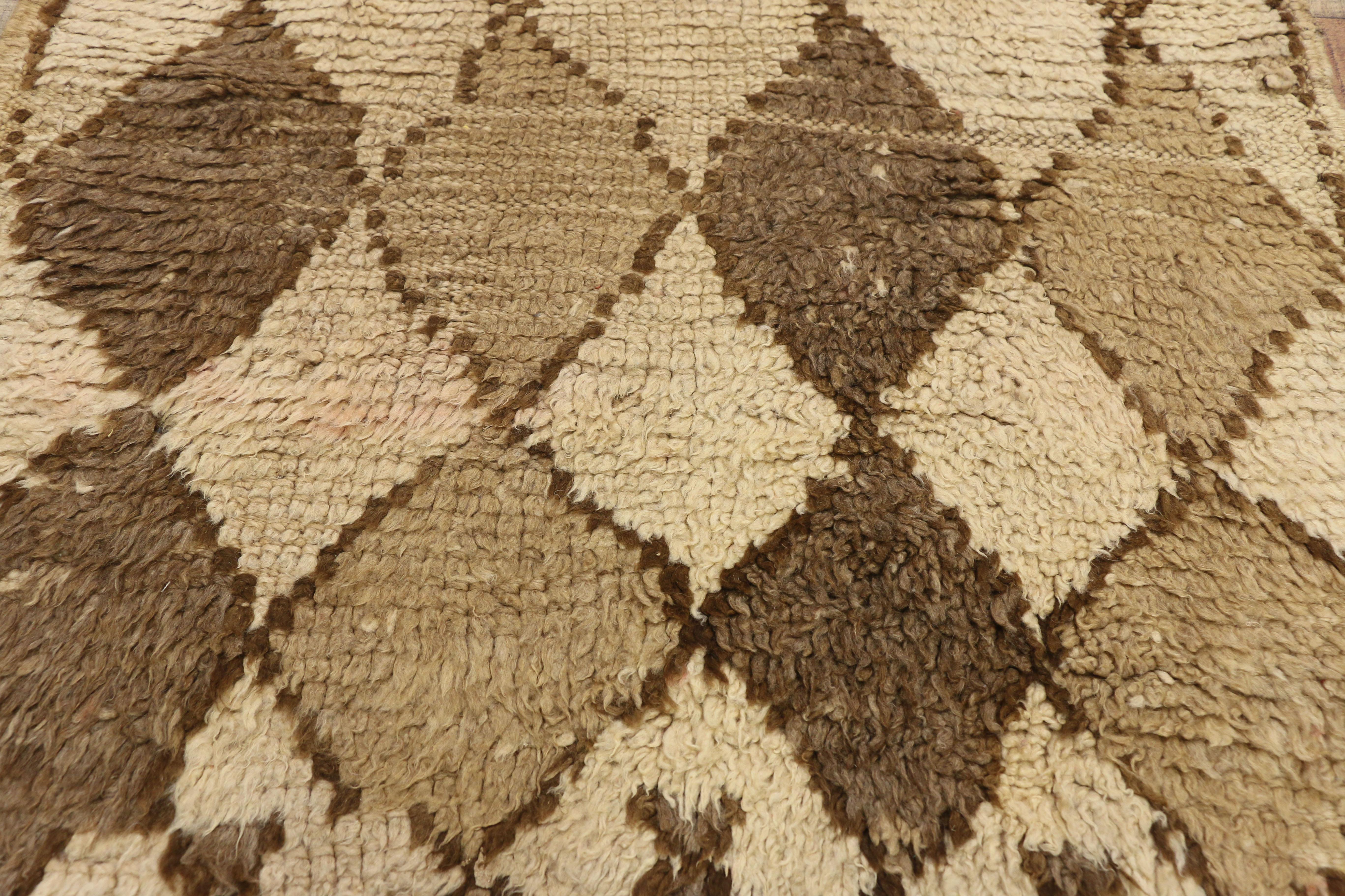 Alfombra Vintage Bereber Marroquí de Estilo Tribal en Colores Neutros Anudado a mano en venta