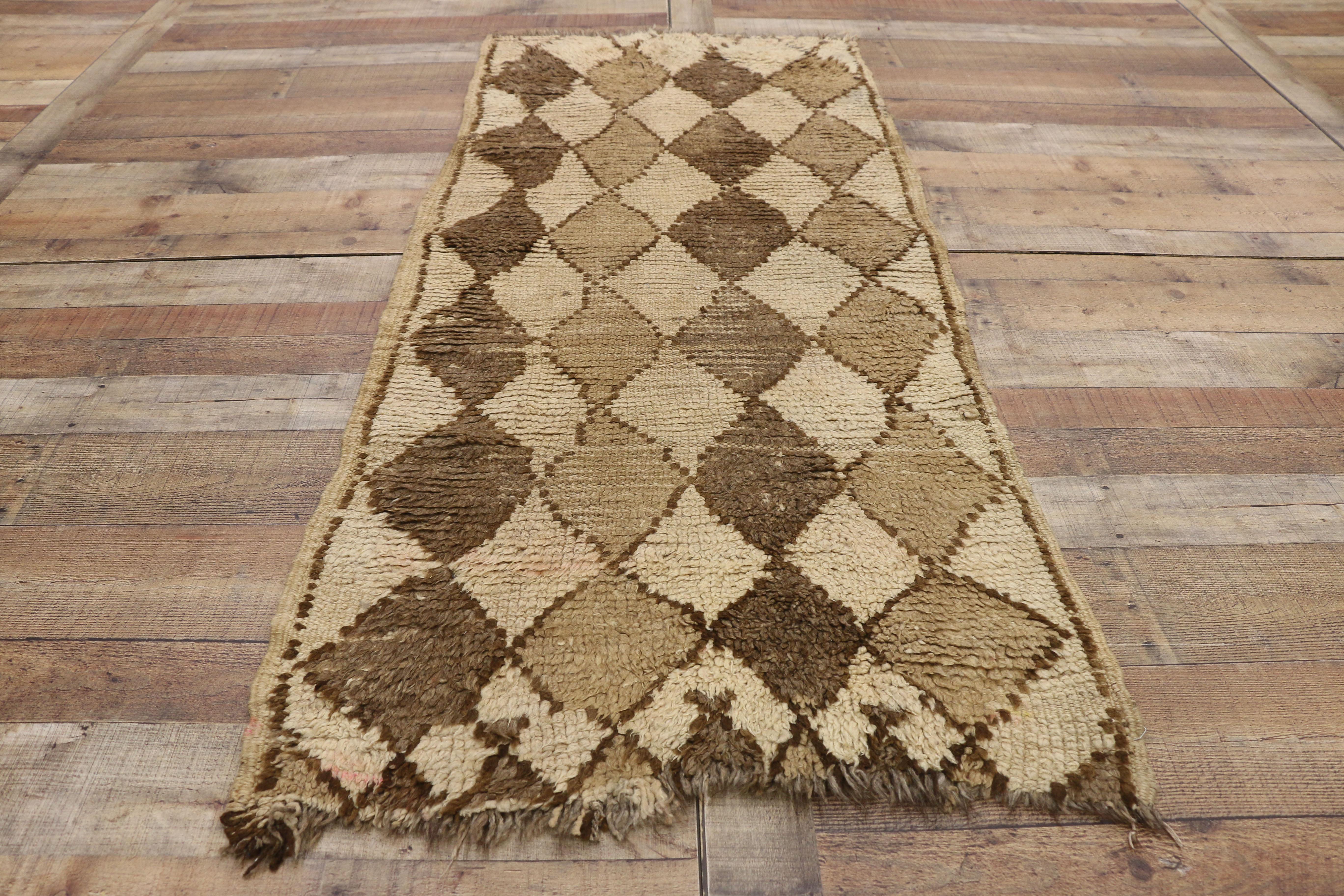 Alfombra Vintage Bereber Marroquí de Estilo Tribal en Colores Neutros Lana en venta
