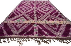 Vintage Magenta-Purple Beni M'Guild Moroccan Rug with Tribal Bohemian Style