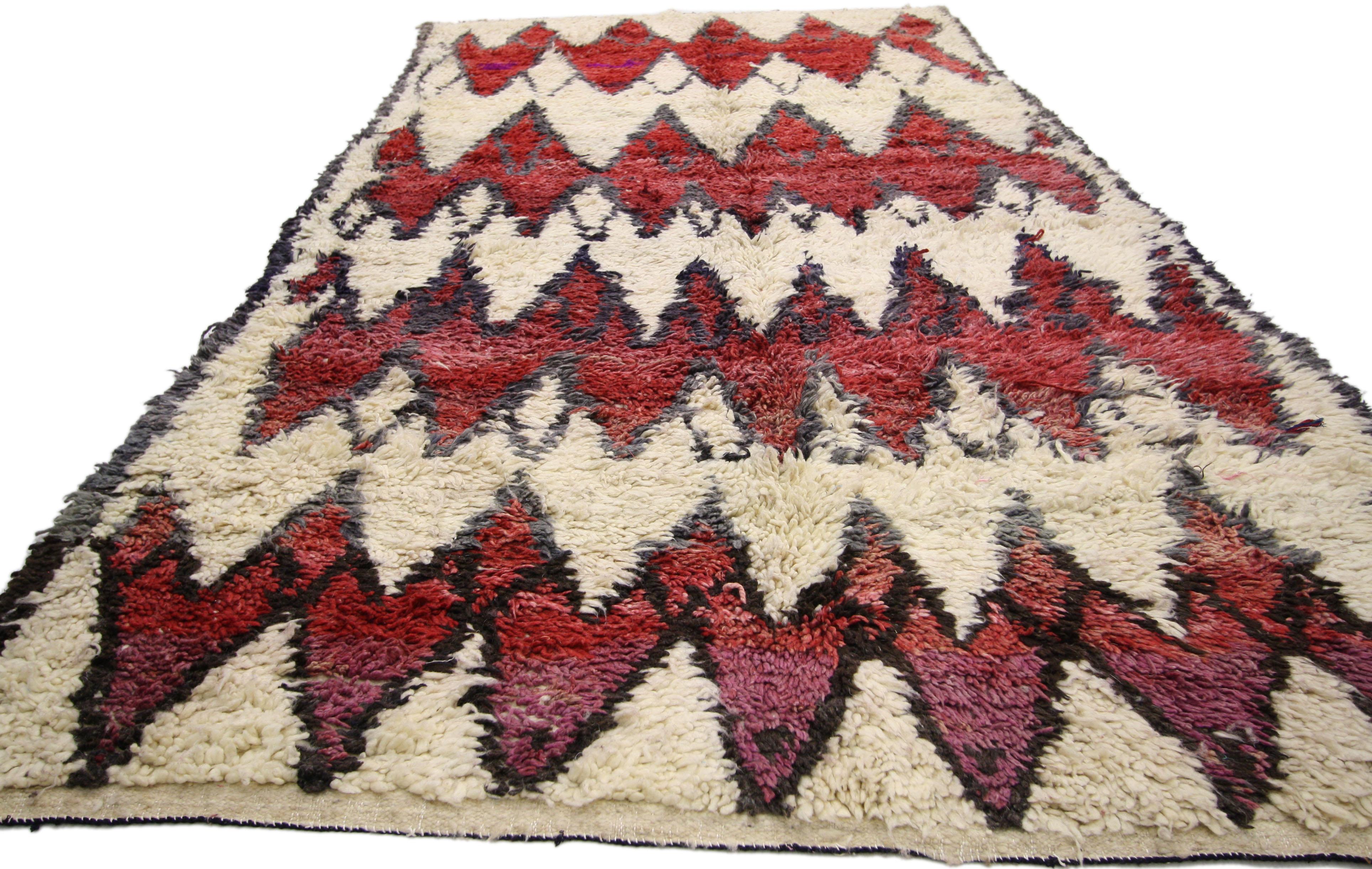Hand-Knotted Vintage Berber Moroccan Rug with Tribal Style, Moroccan Berber Carpet