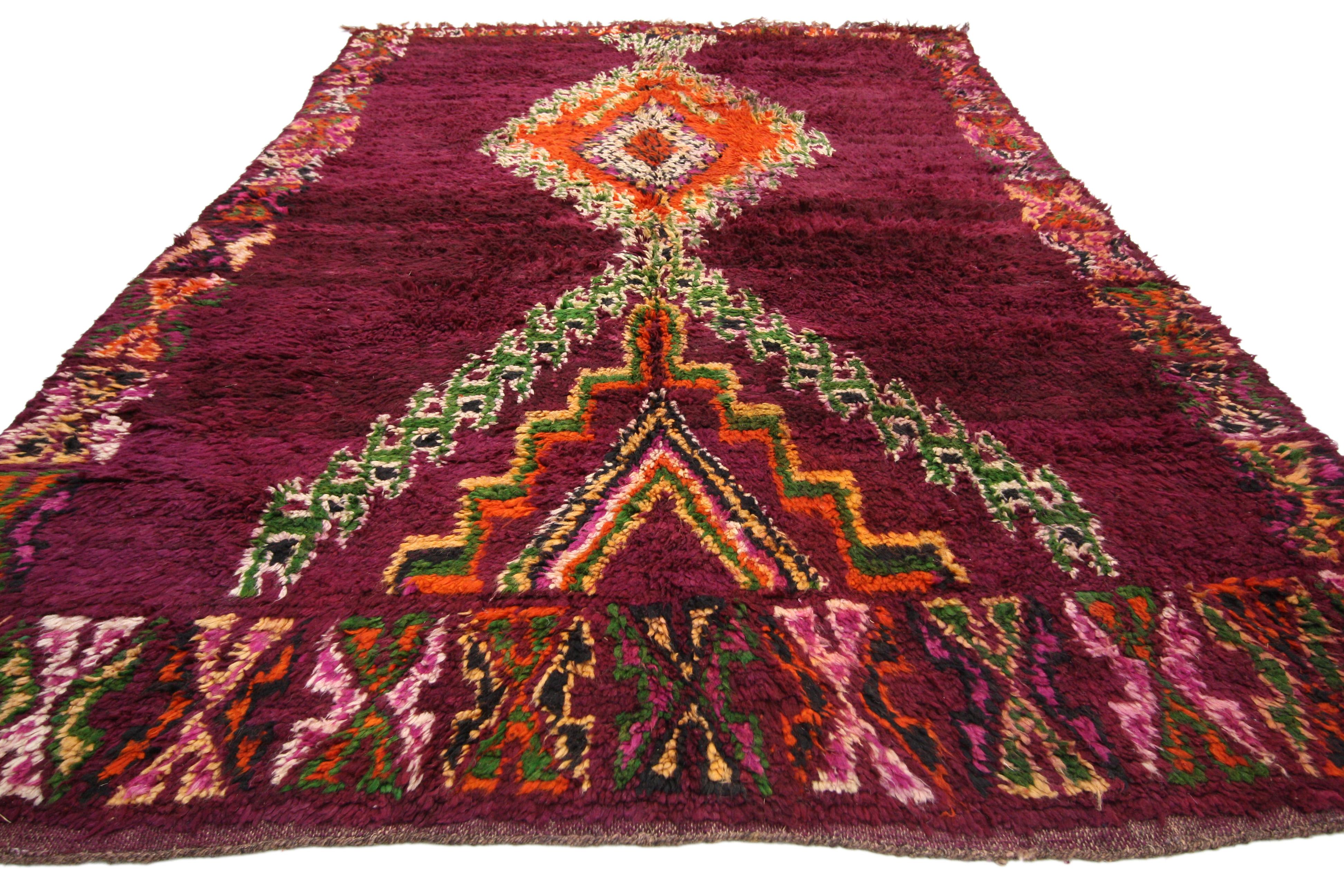 20th Century Vintage Berber Moroccan Boujad Rug with Tribal Style and Memphis Vibes