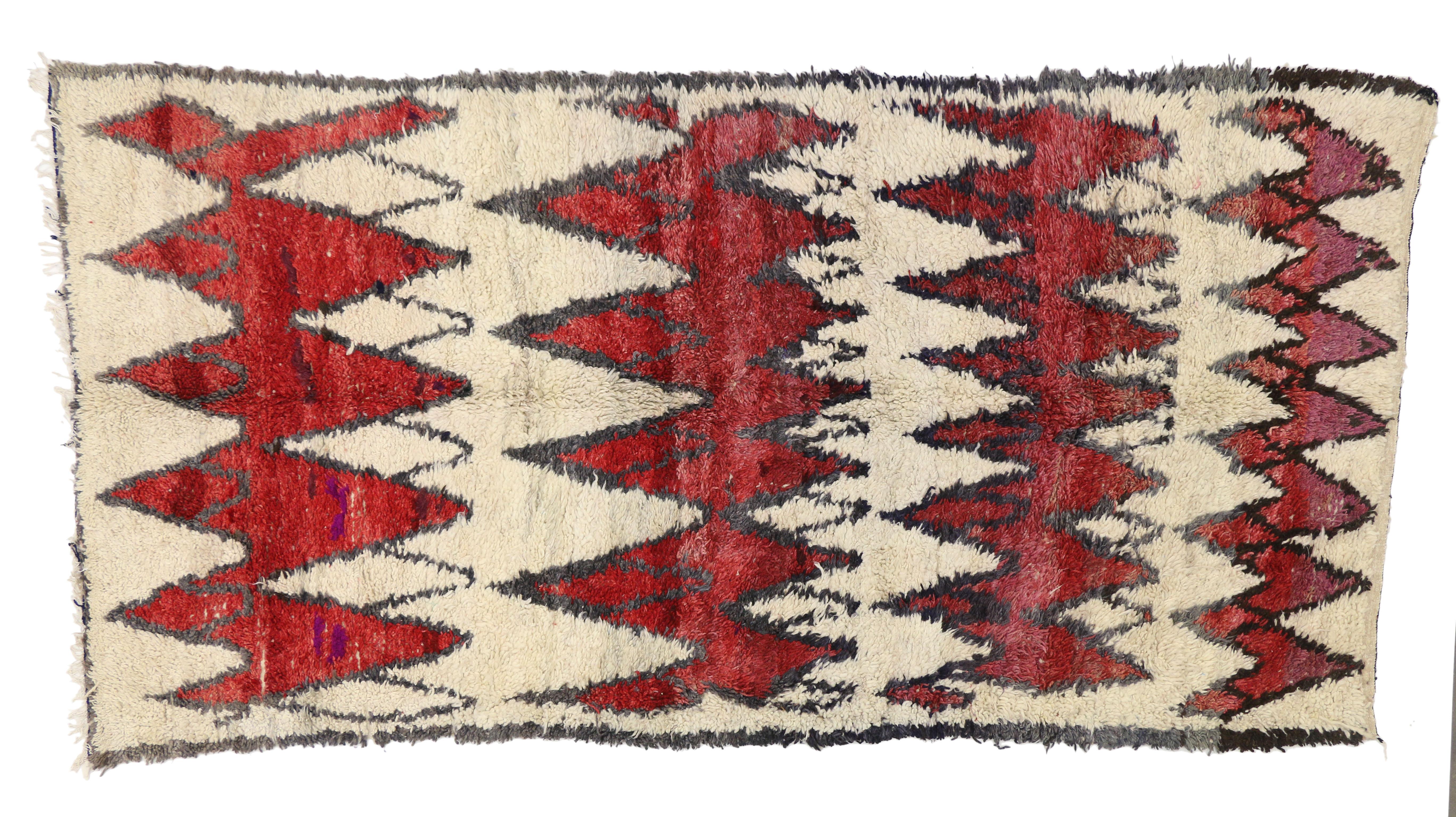 Wool Vintage Berber Moroccan Rug with Tribal Style, Moroccan Berber Carpet
