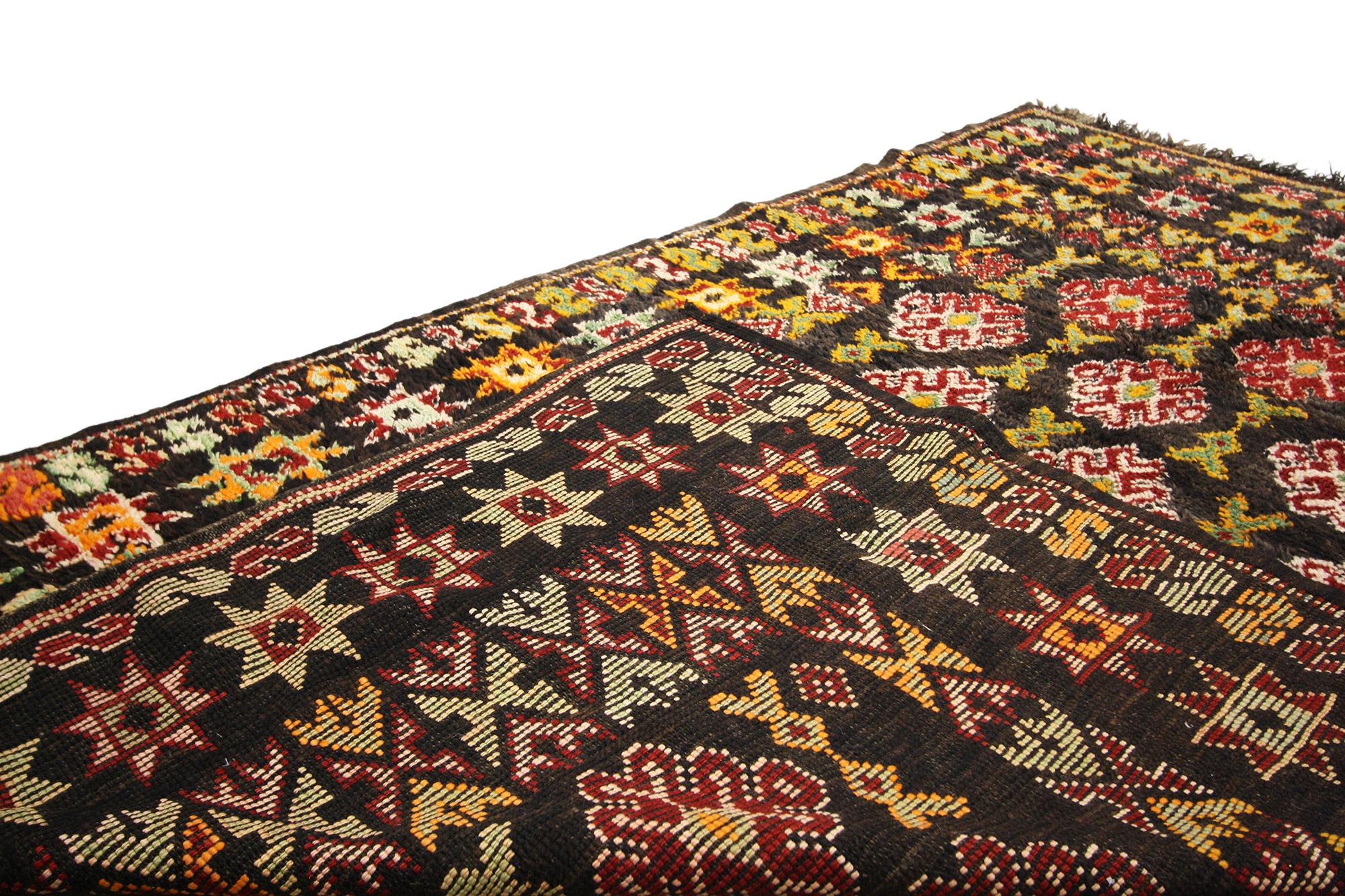 Hand-Knotted Vintage Beni MGuild Moroccan Rug , Tribal Enchantment Meets Midcentury Modern For Sale
