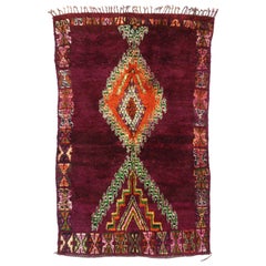 Vintage Berber Moroccan Boujad Rug with Tribal Style and Memphis Vibes
