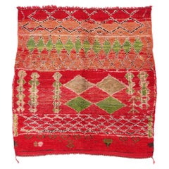 Vintage Berber Moroccan Rug with Tribal Style, Red Shaggy Square Rug