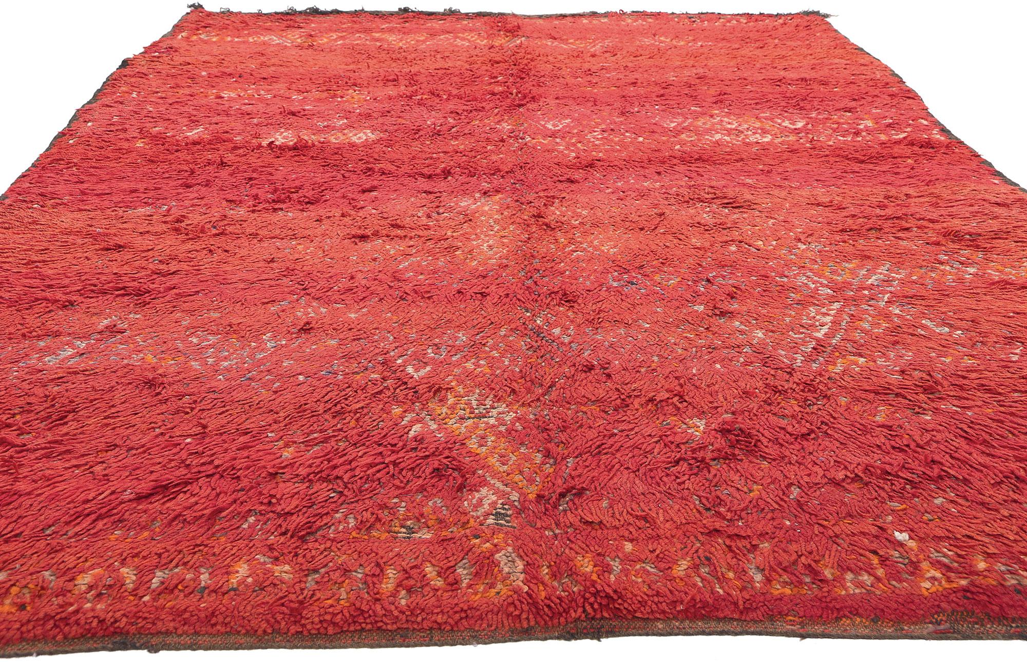 Mid-Century Modern Vintage Red Beni MGuild Moroccan Rug  For Sale