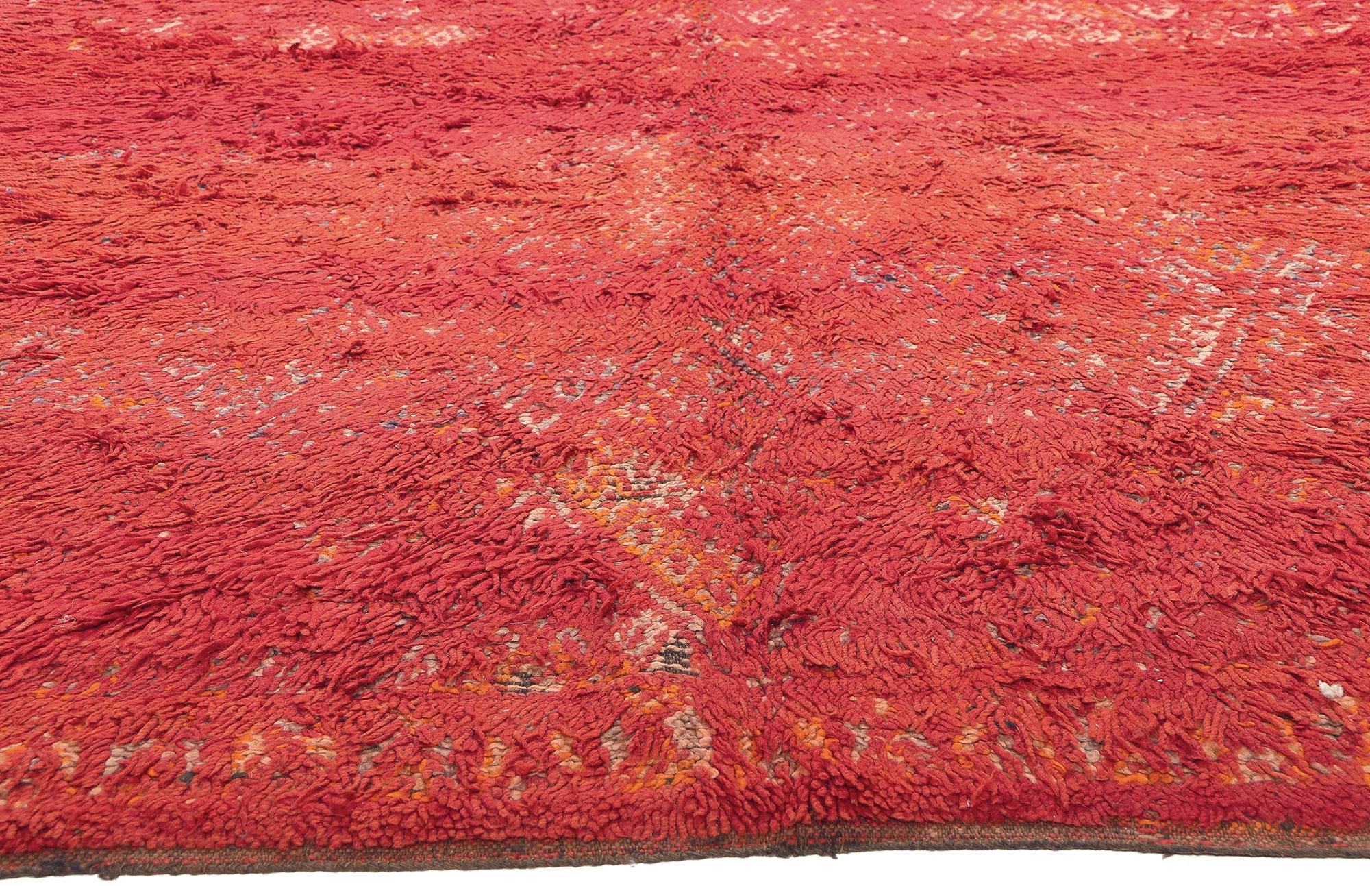 Hand-Knotted Vintage Red Beni MGuild Moroccan Rug  For Sale