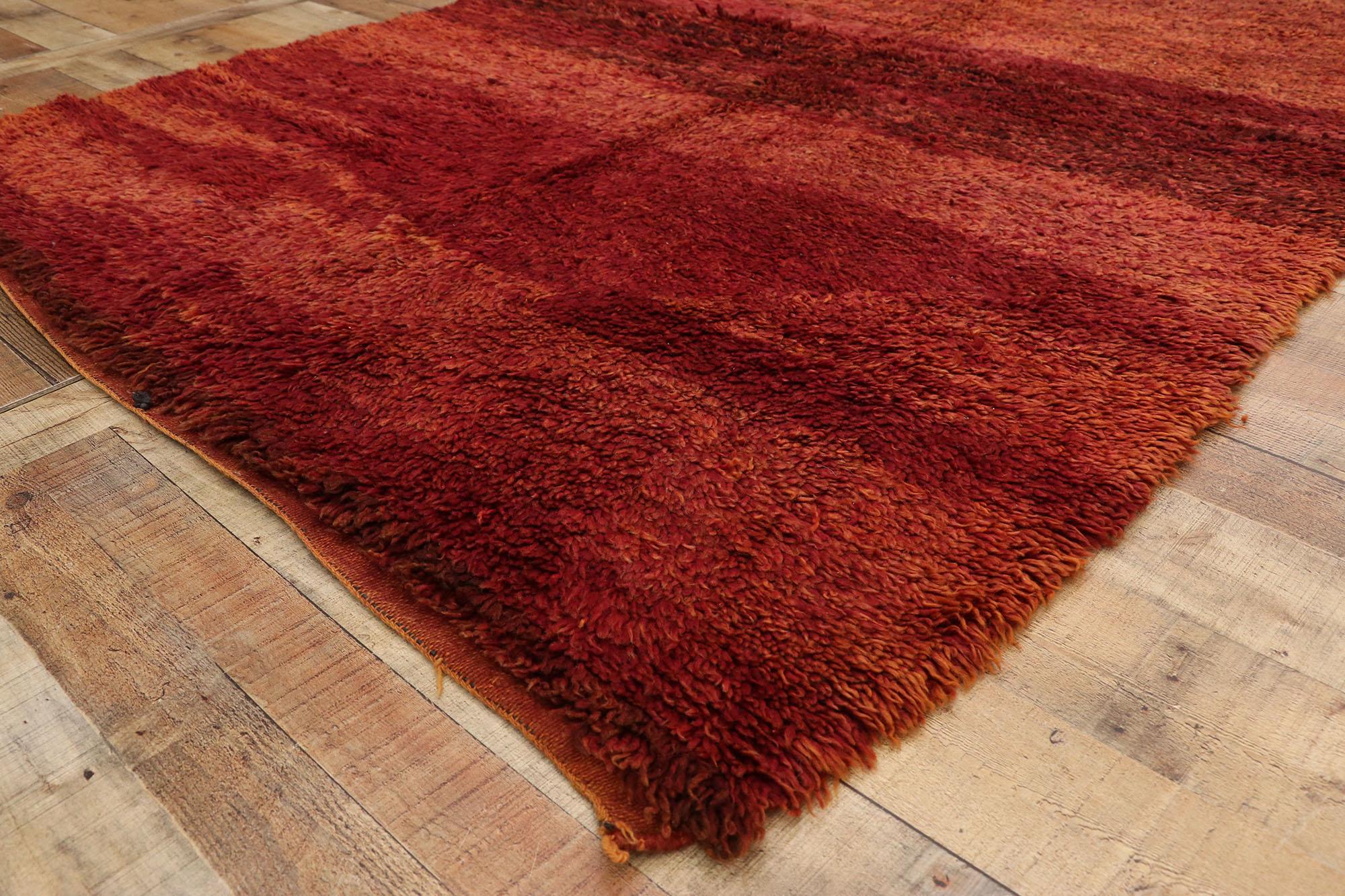 Wool Vintage Berber Moroccan Rug with Warm, Mid-Century Modern Style For Sale