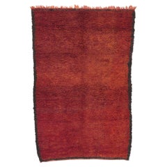 Vintage Red Beni Mrirt Moroccan Rug, Cozy Nomad Meets Abstract Expressionism
