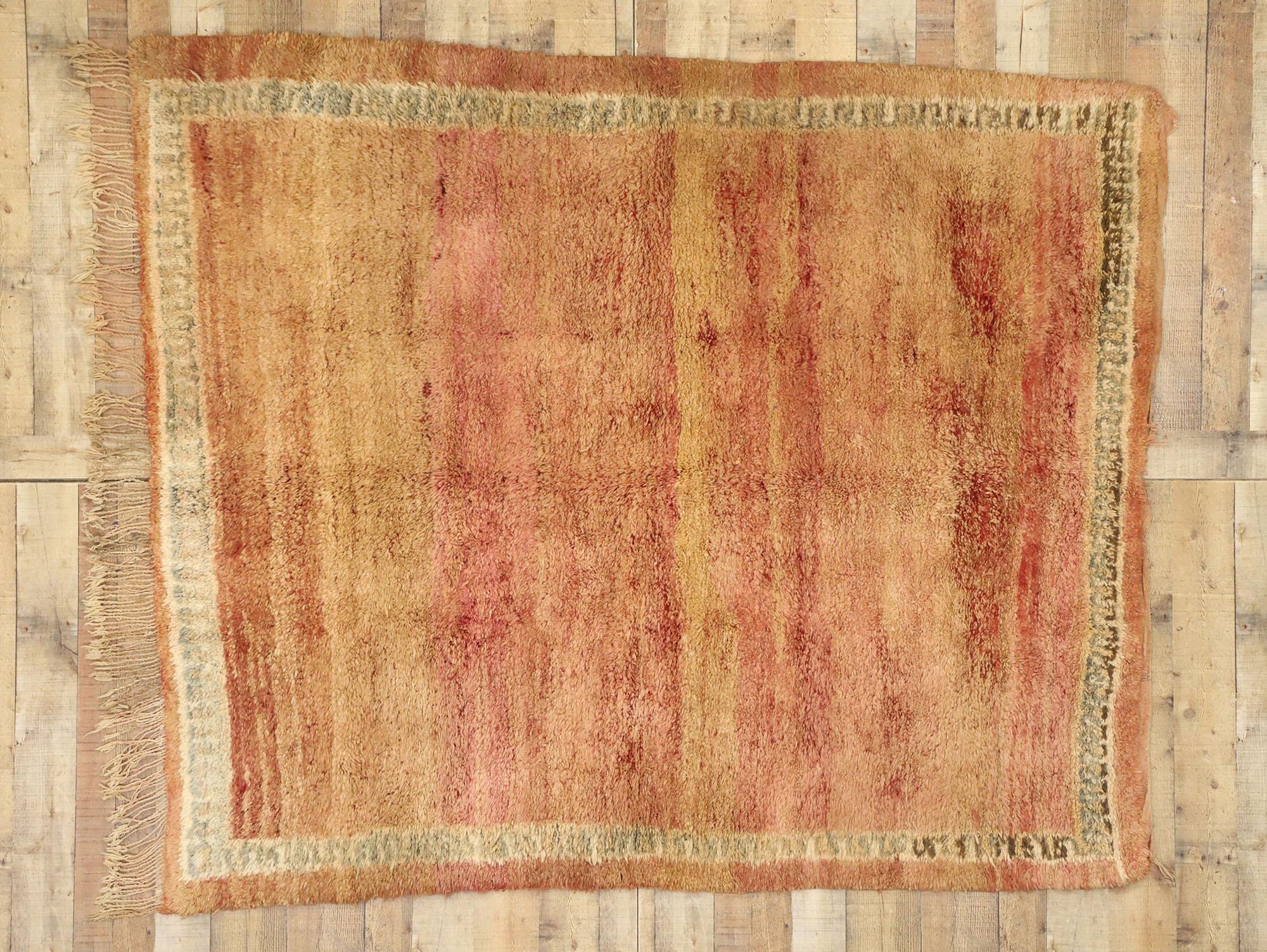20th Century Vintage Berber Moroccan Rug with Warm, Rustic Mid-Century Modern Style For Sale