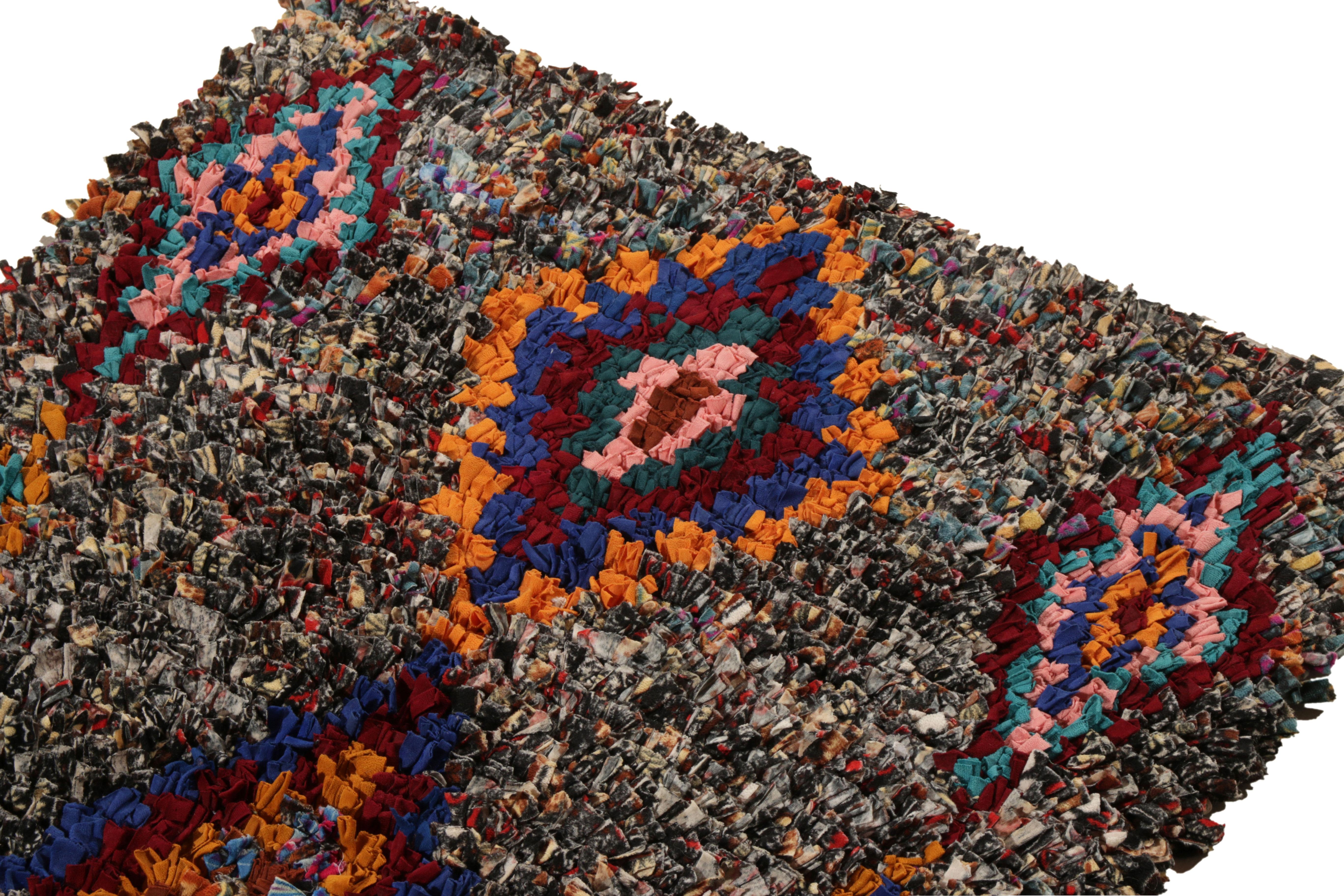 Hand-Knotted Vintage Berber Moroccan Runner in Multicolor Lozenge Pattern by Rug & Kilim For Sale