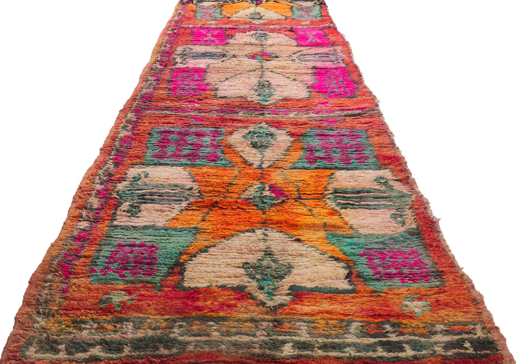 Vintage Berber Moroccan Runner with Bohemian Tribal In Good Condition In Dallas, TX