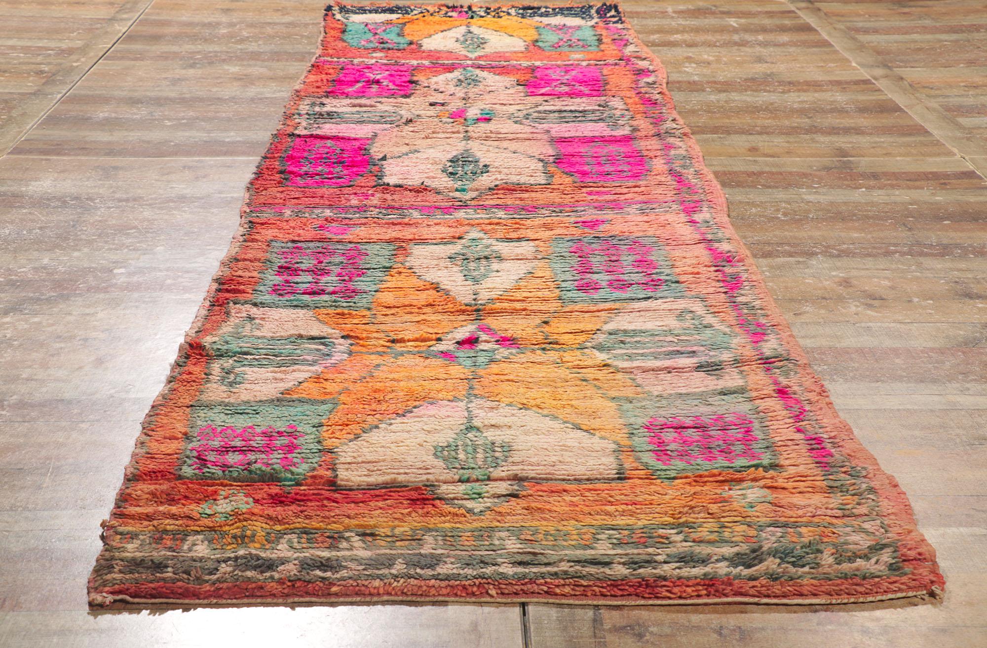 Vintage Berber Moroccan Runner with Bohemian Tribal For Sale 1