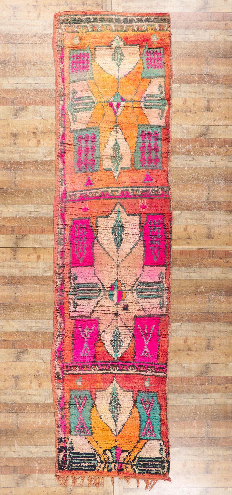 Vintage Berber Moroccan Runner with Bohemian Tribal For Sale 2