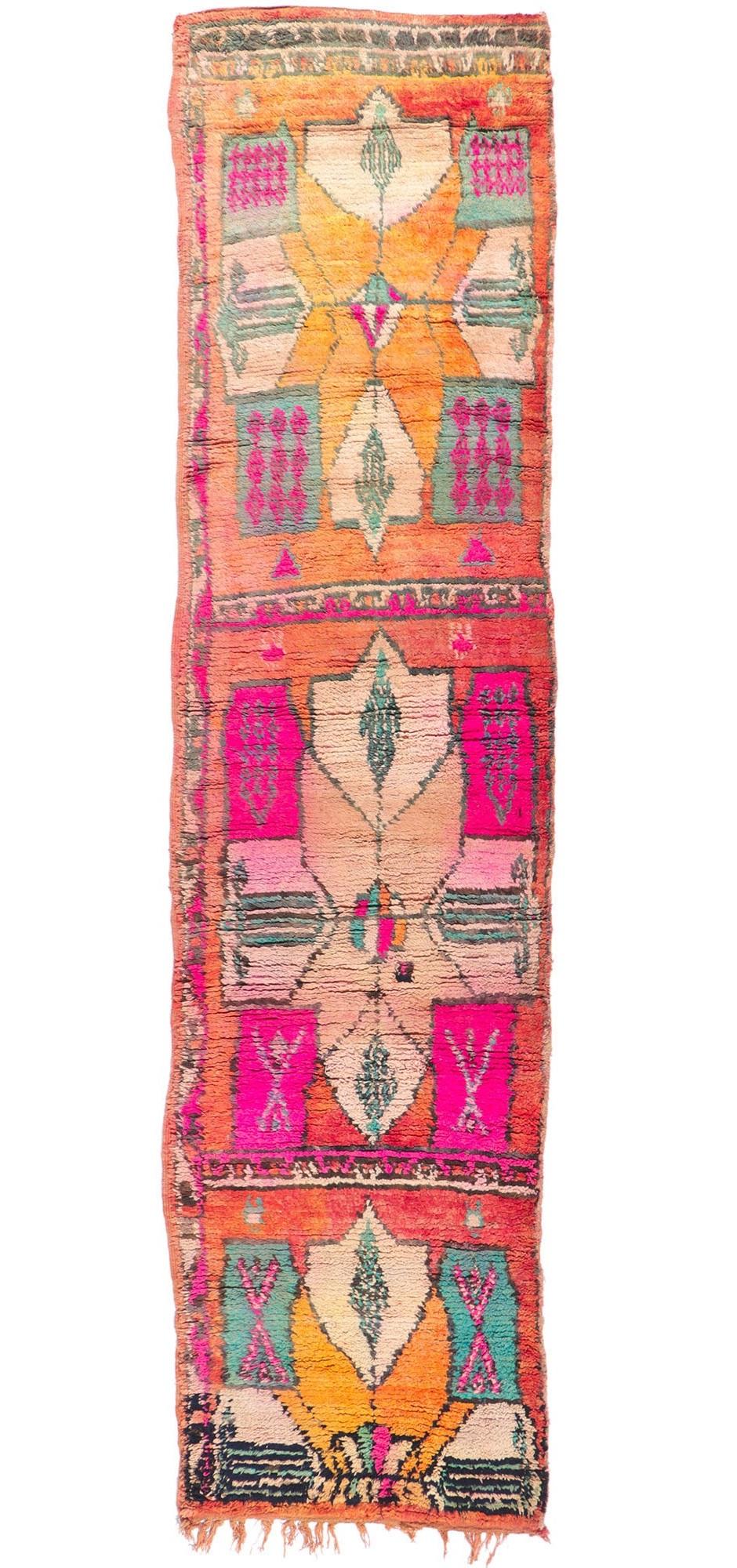 Vintage Berber Moroccan Runner with Bohemian Tribal For Sale 3