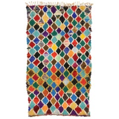 Vintage Berber Moroccan Runner with Diamond Pattern, Shag Hallway Runner