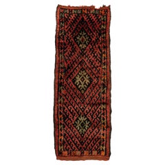 Vintage Berber Moroccan Runner with Mid-Century Modern Style and Tribal Design