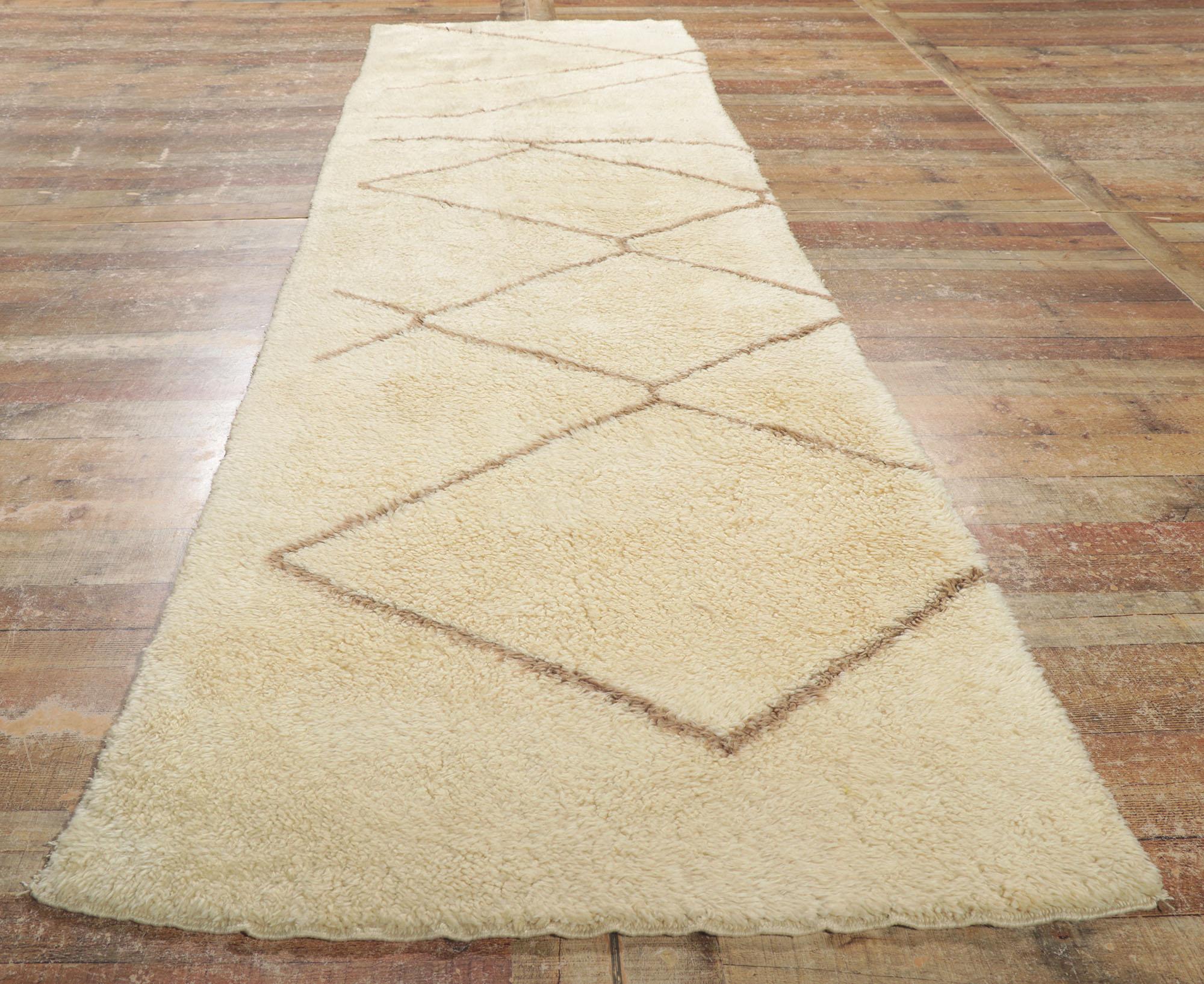 Vintage Berber Moroccan Runner with Minimalist Style For Sale 1