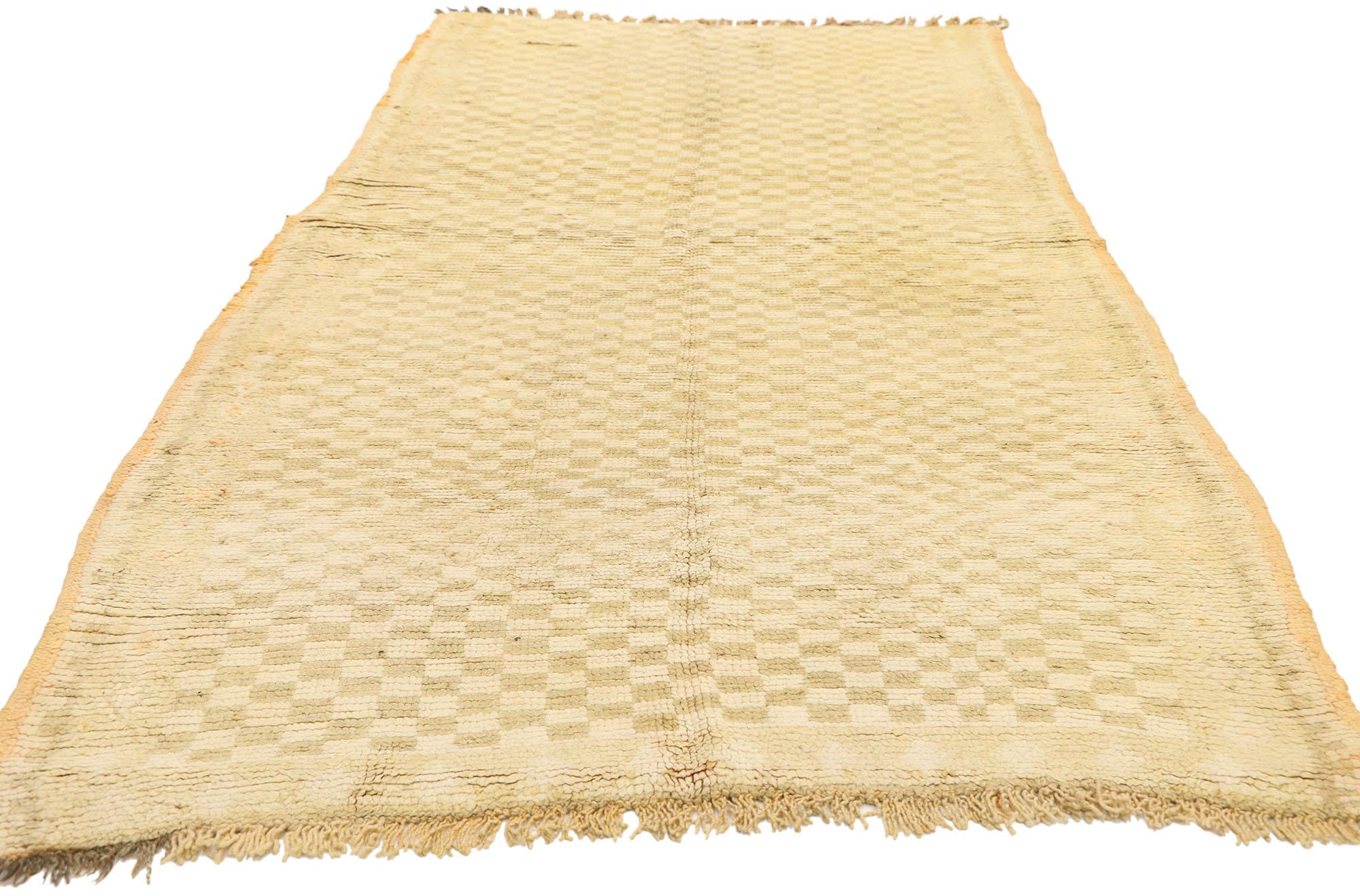 Mid-Century Modern Vintage Berber Moroccan Runner with Checkerboard Pattern For Sale