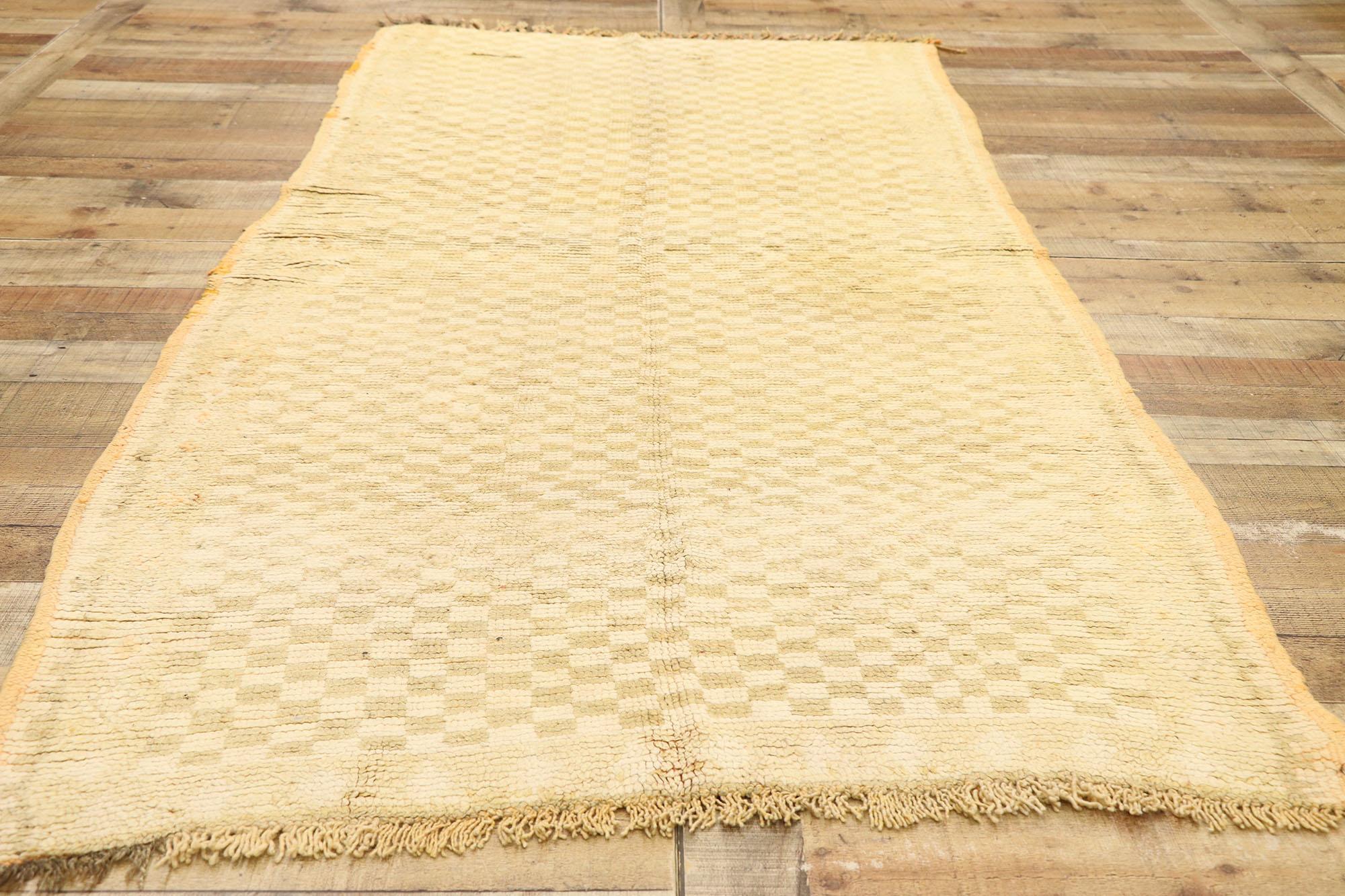 Wool Vintage Berber Moroccan Runner with Checkerboard Pattern For Sale
