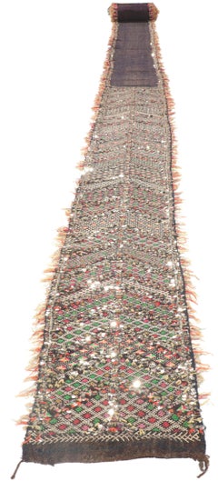 Vintage Berber Moroccan Sequined Kilim Rug - Wedding Aisle Runner