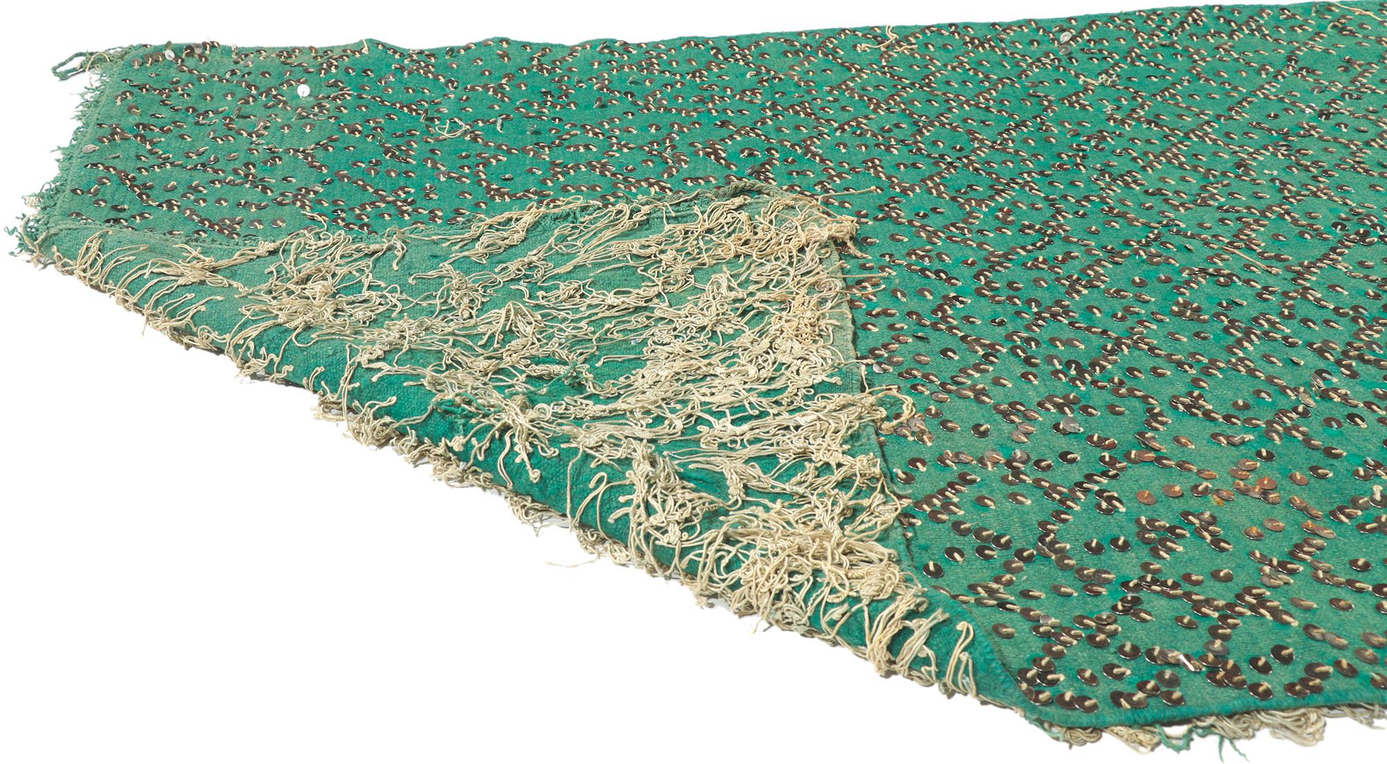 Tapis Kilim berbère marocain vintage à paillettes, tapis de couloir de mariage Abîmé - En vente à Dallas, TX