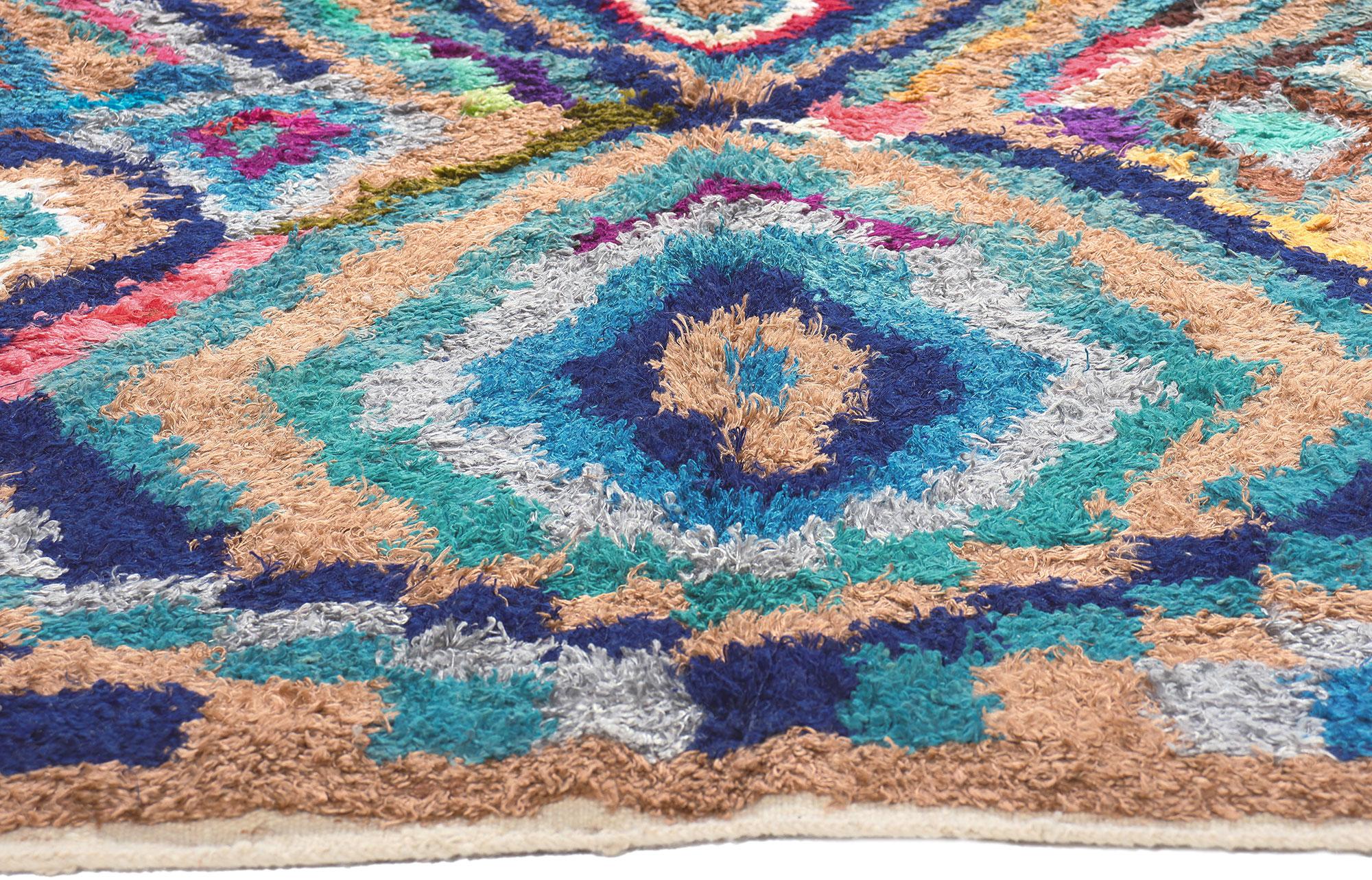 Bohemian Vintage Silk Moroccan Beni Mrirt Rug, Rock the Casbah Meets Tribal Enchantment For Sale
