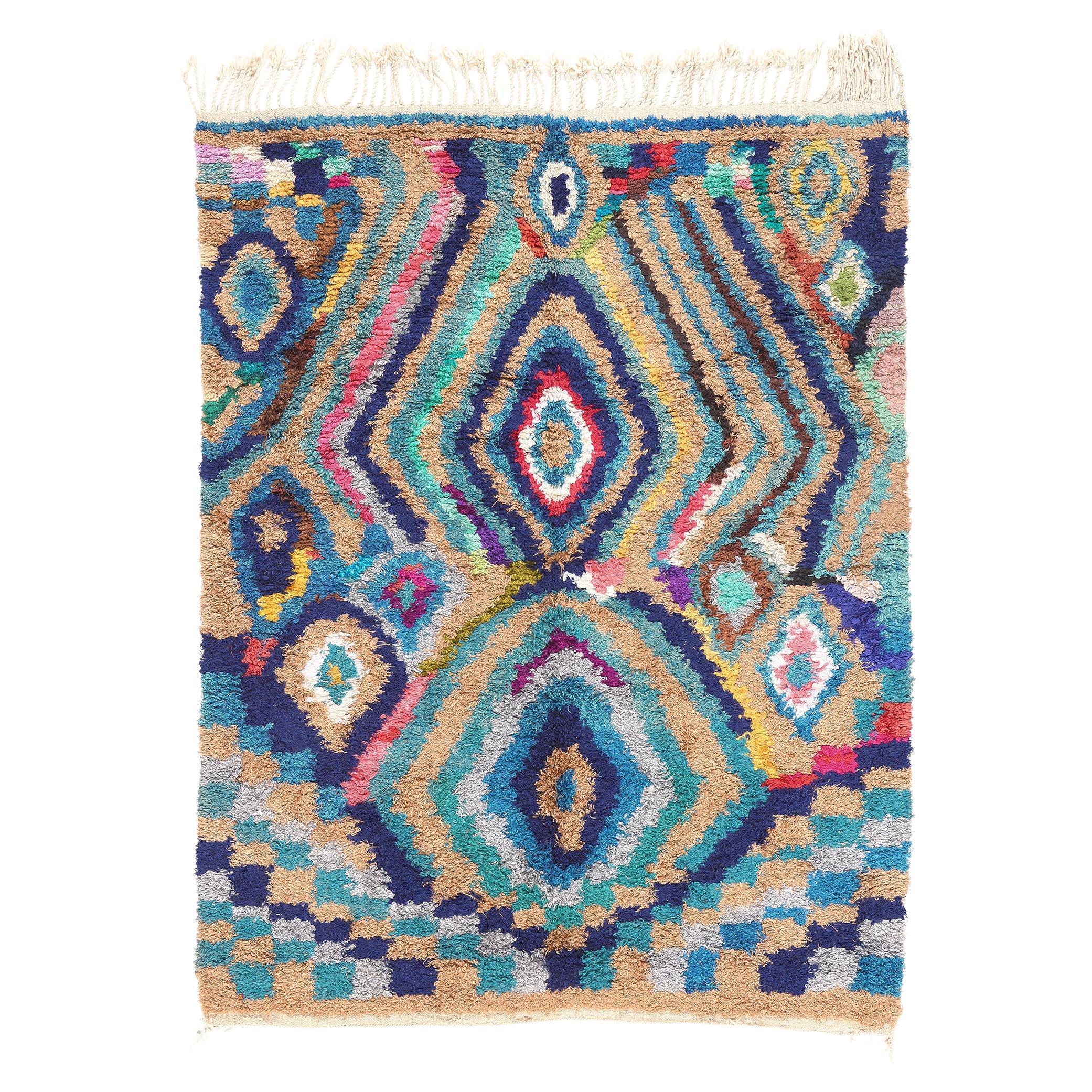 Vintage Silk Moroccan Beni Mrirt Rug, Rock the Casbah Meets Tribal Enchantment For Sale