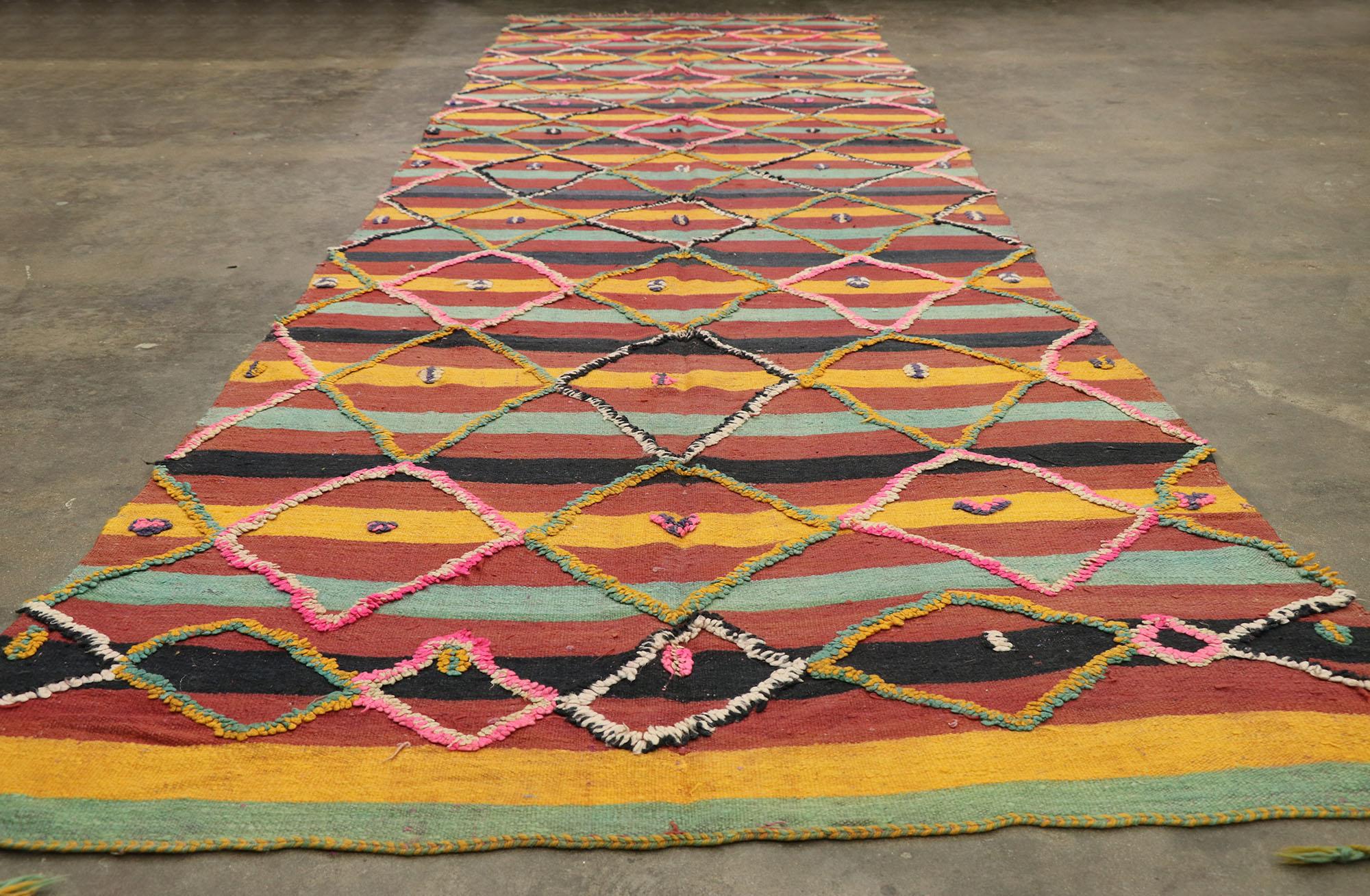 Wool Vintage Taznakht Moroccan Souf Rug, Tribal Allure Meets Southwest Boho Chic For Sale