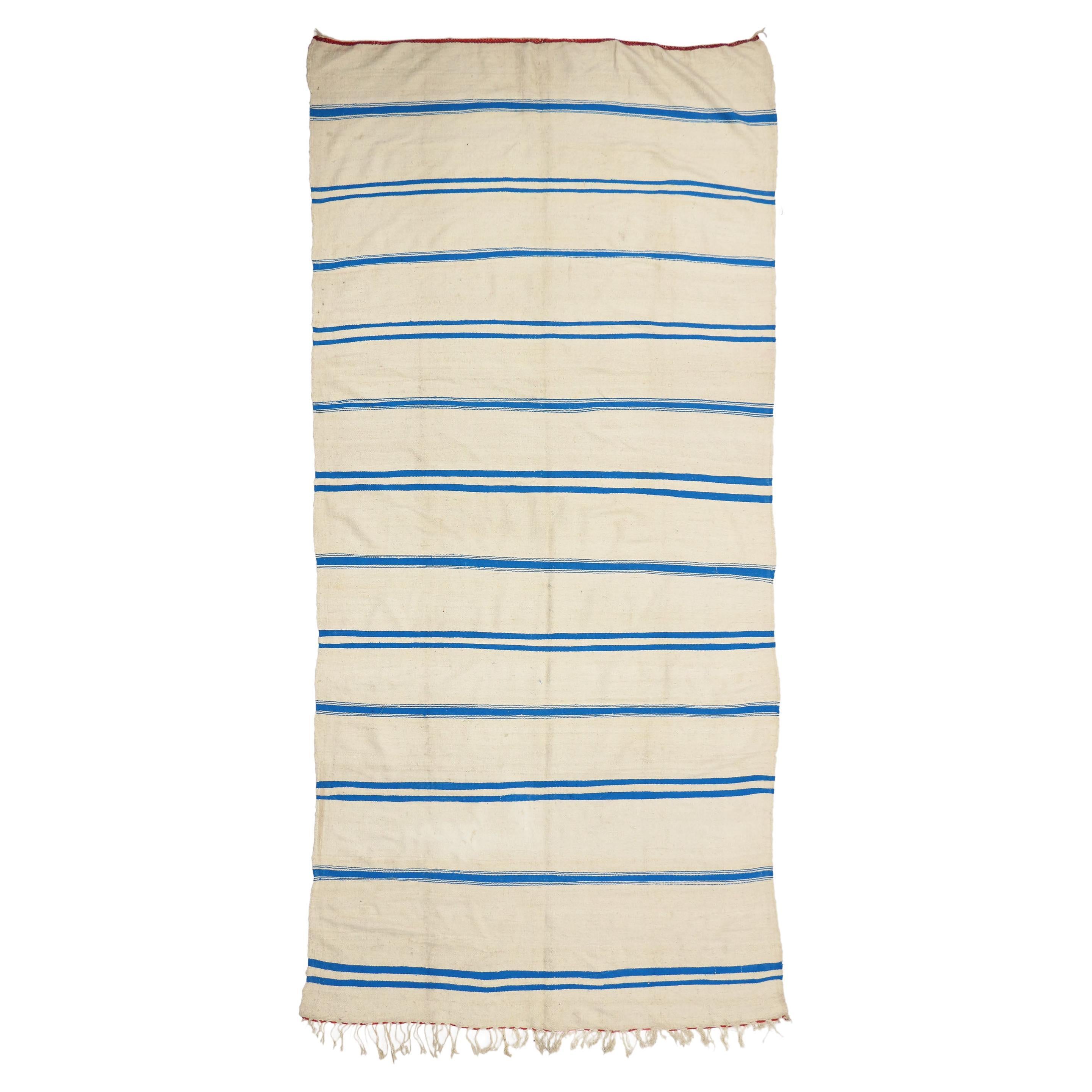 Vintage Berber Moroccan Striped Kilim Rug with Relaxed Coastal Style