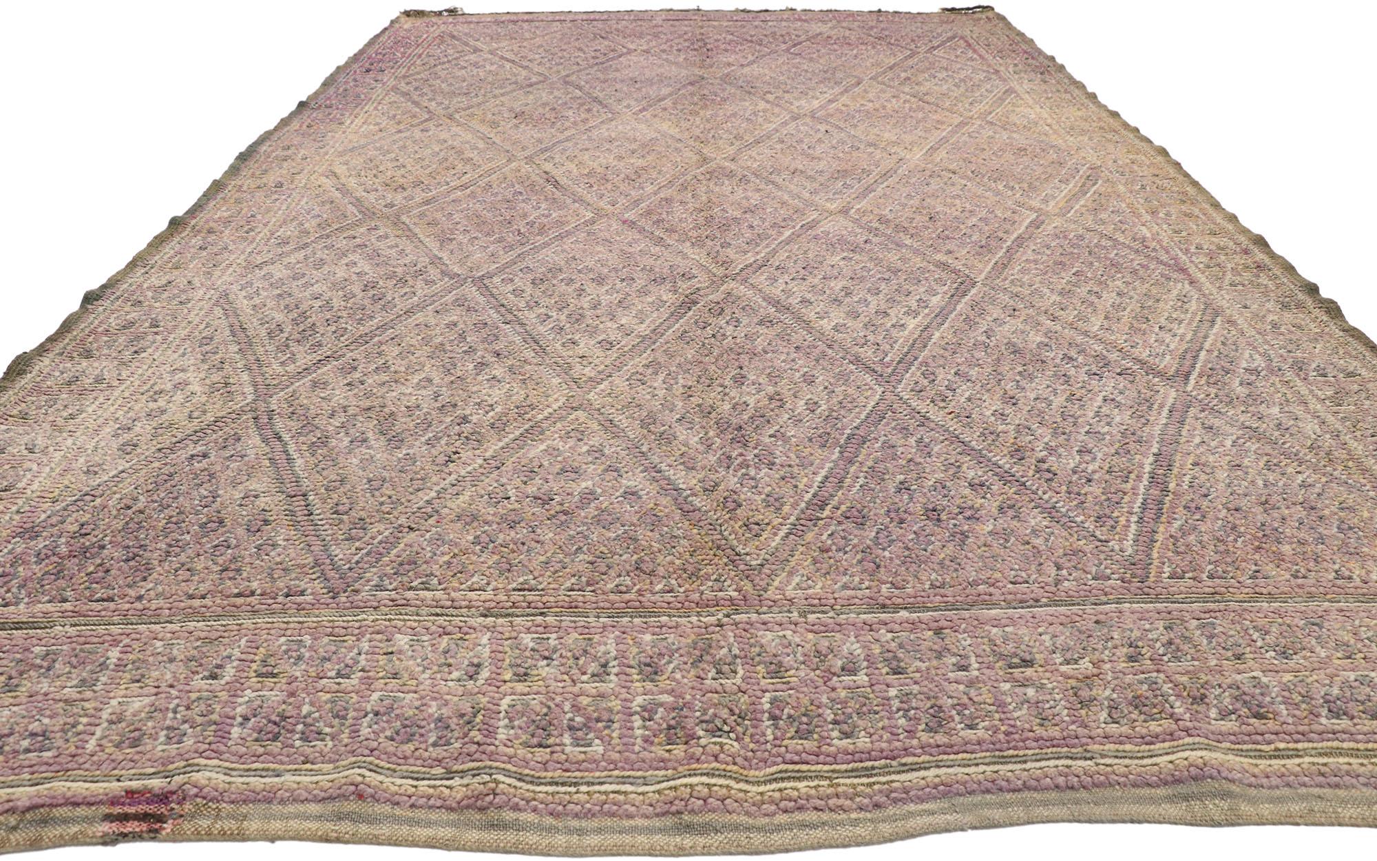 Hand-Knotted Vintage Berber Moroccan Zayane Rug with Bohemian Style and Hygge Vibes For Sale