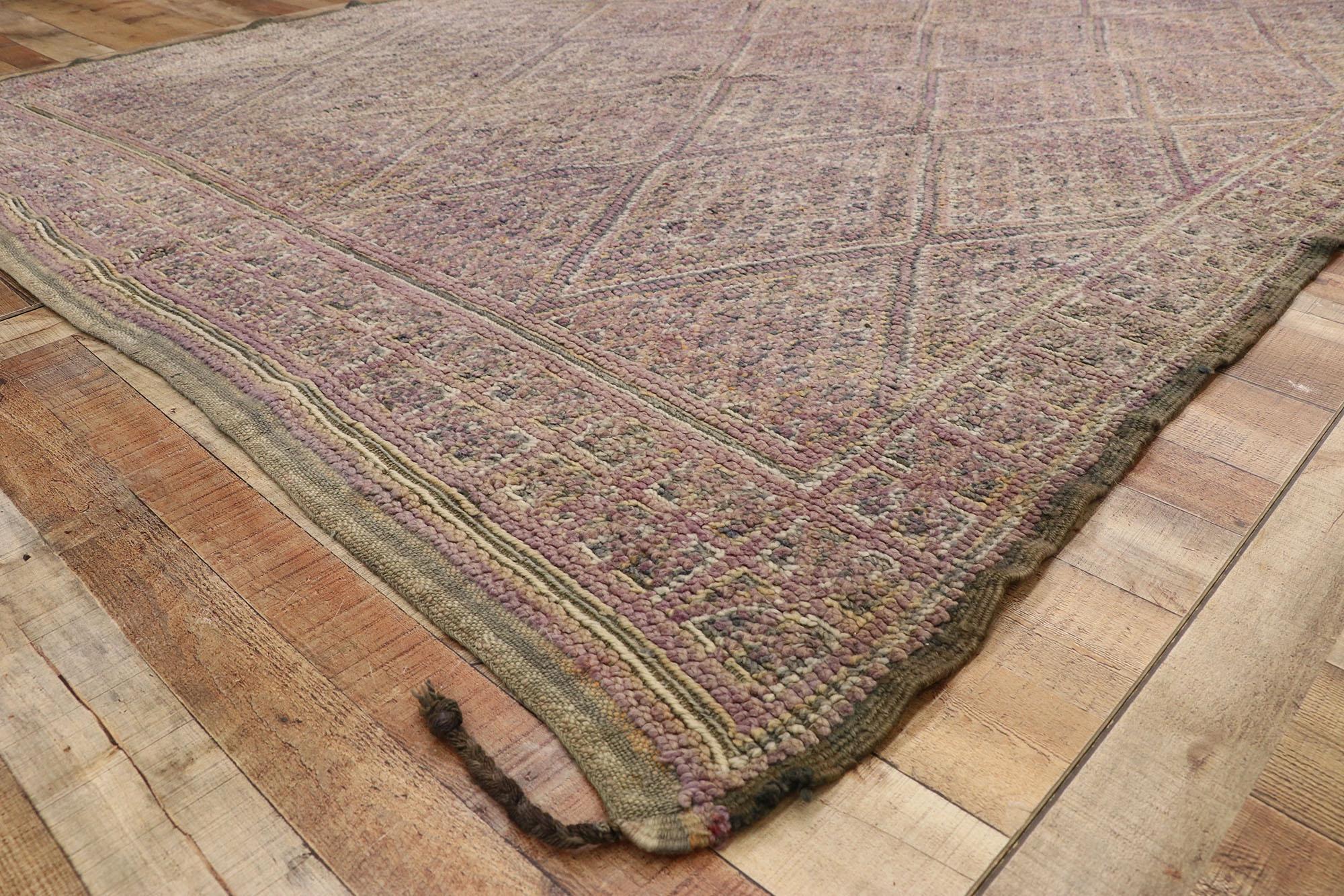 Wool Vintage Berber Moroccan Zayane Rug with Bohemian Style and Hygge Vibes For Sale