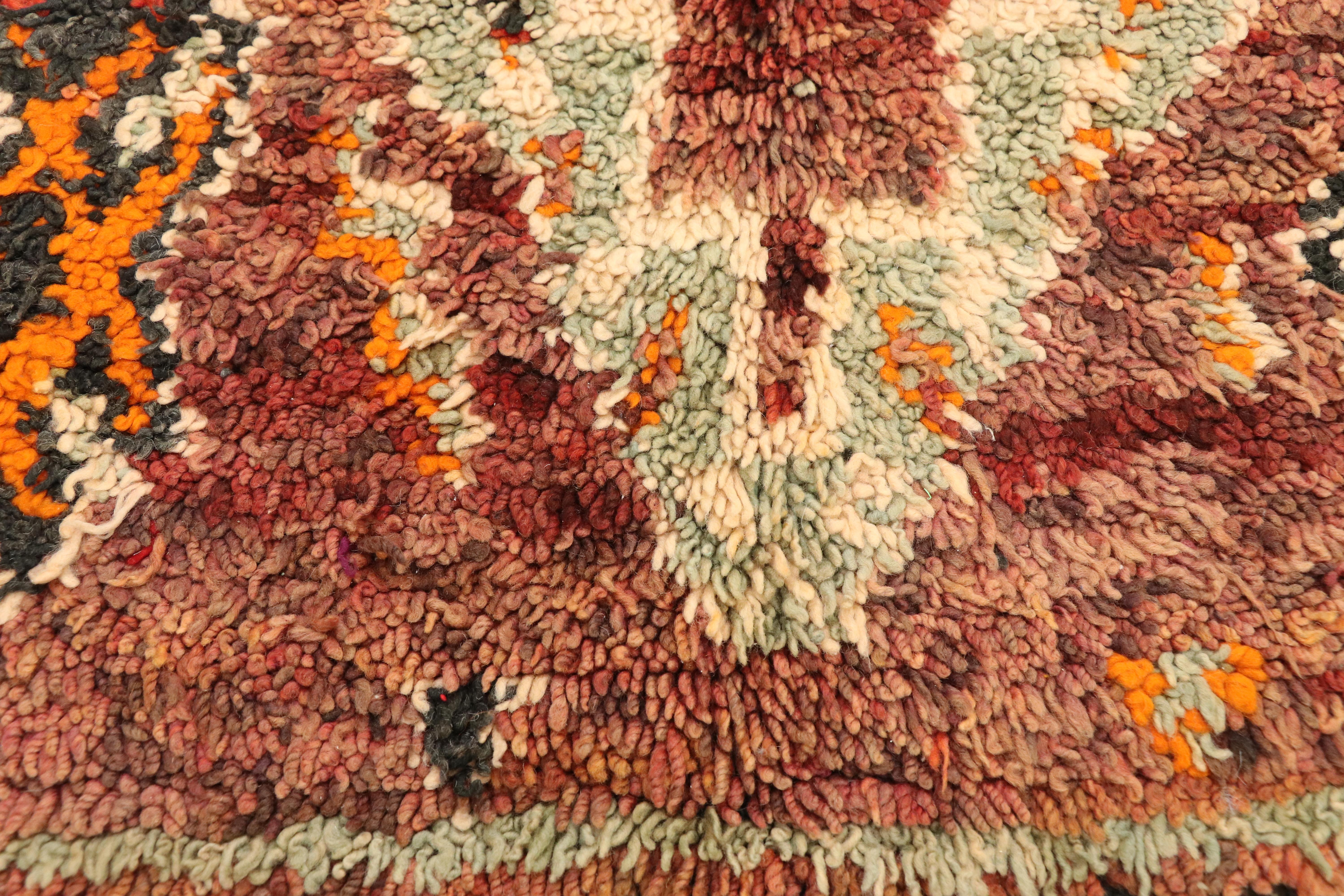 Hand-Knotted Vintage Berber Moroccan Zayane Rug with Mid-Century Modern Style For Sale