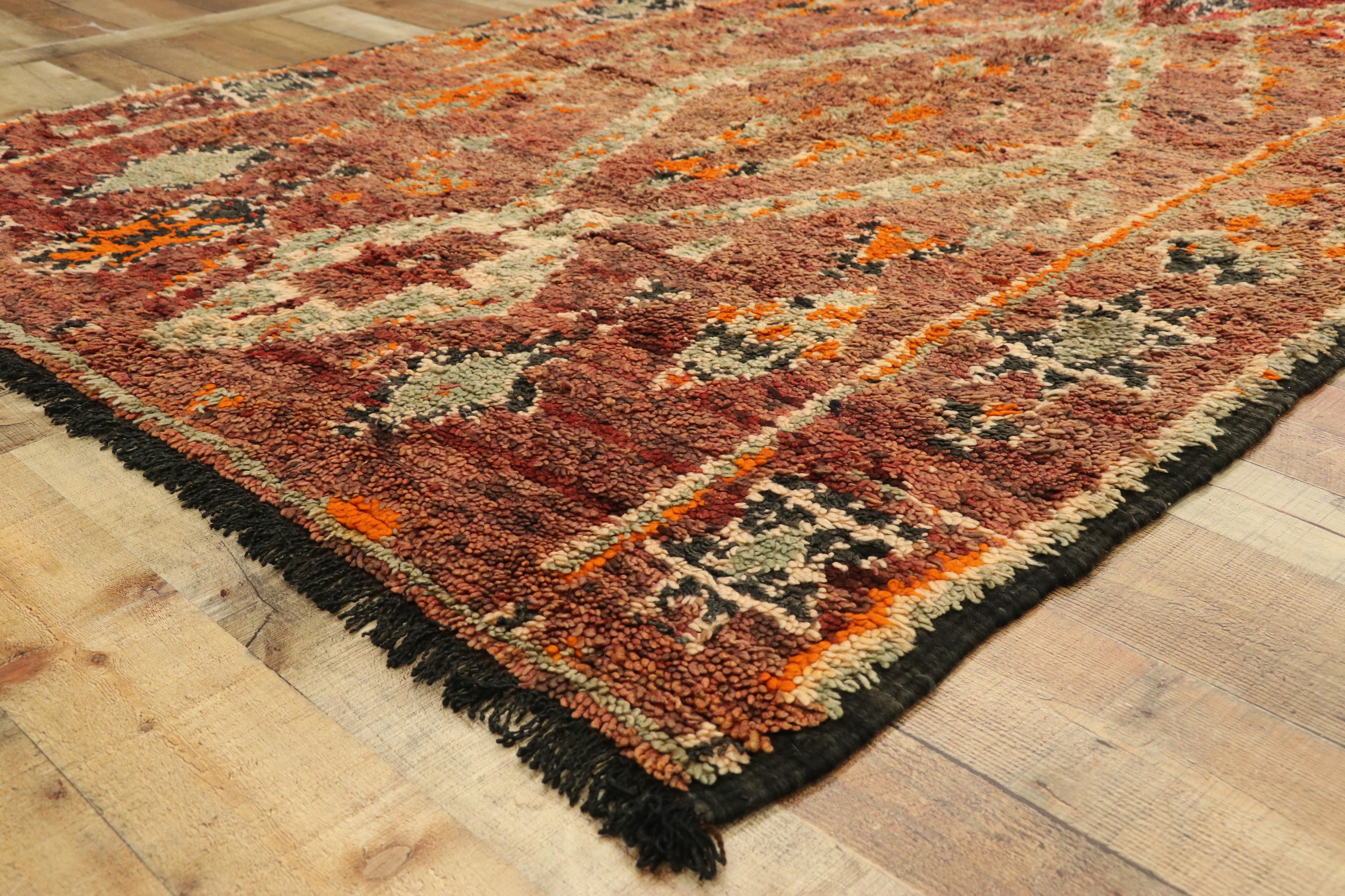 20th Century Vintage Berber Moroccan Zayane Rug with Mid-Century Modern Style For Sale