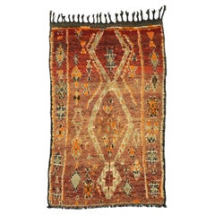 Alfombra vintage bereber marroquí Zayane de estilo moderno de mediados de siglo