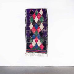 Vintage Berber Multicoloured Bold Boucherouite Rug
