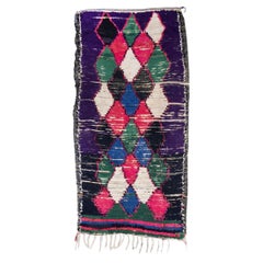 Vintage Berber Mehrfarbiger Bold Boucherouite Teppich