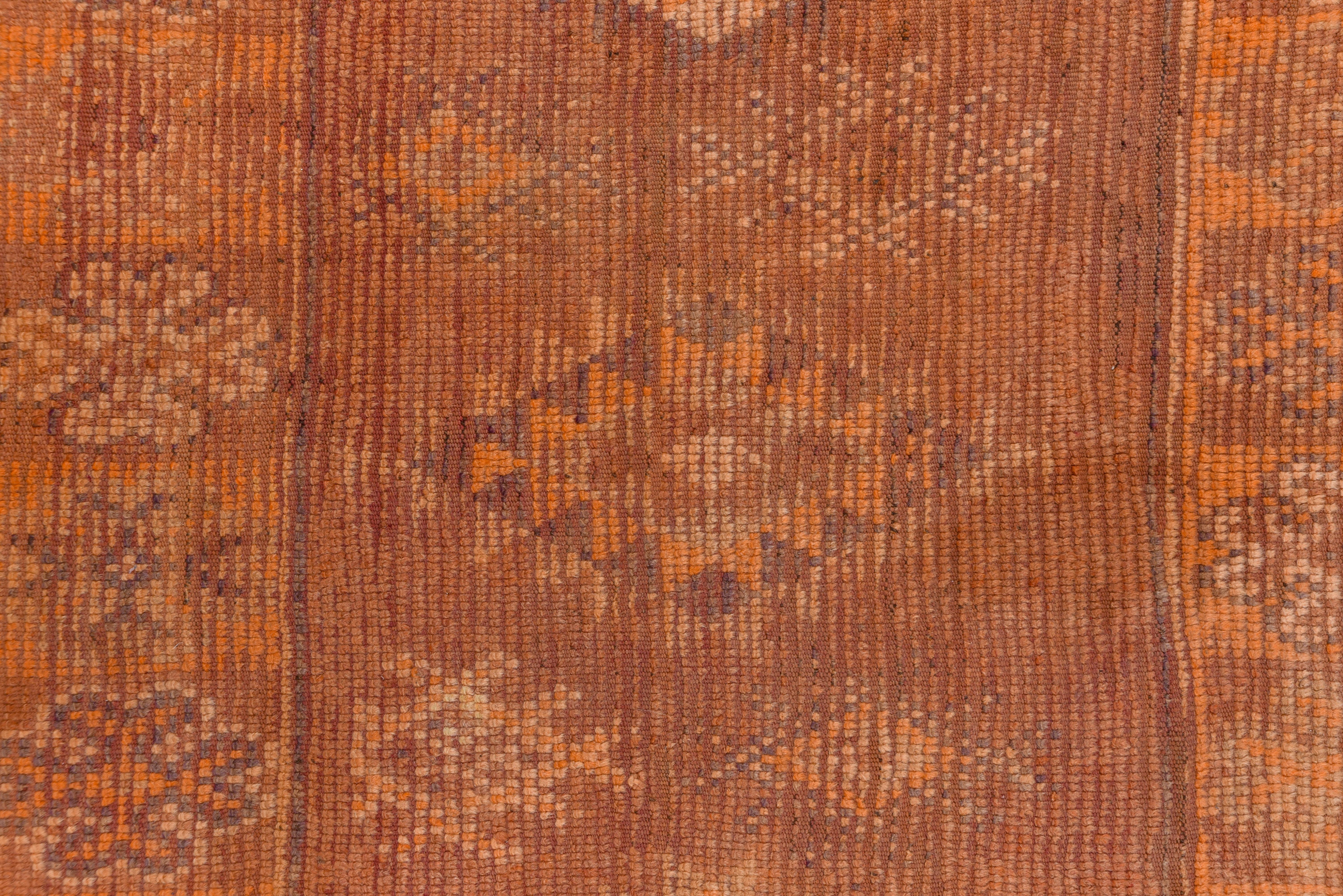 Hand-Knotted Vintage Berber Orange Moroccan Rug, Gallery Rug, Kilim Woven Ends For Sale